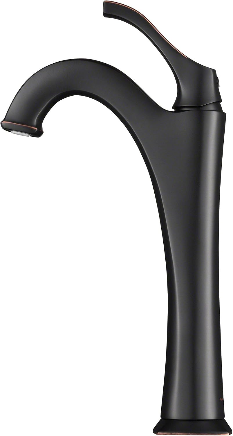 KRAUS KVF-1200ORB Arlo Single Handle Vessel Bathroom Faucet with Pop Up Drain, Oil Rubbed Bronze