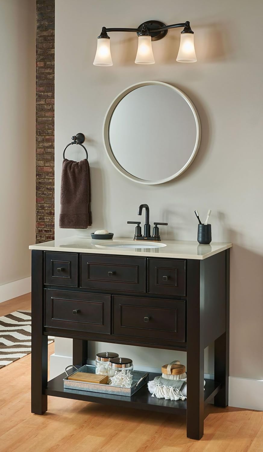 Moen YB2863ORB Eva 3-Light Dual-Mount Bath Bathroom Vanity Fixture with Frosted Glass, Oil Rubbed Bronze