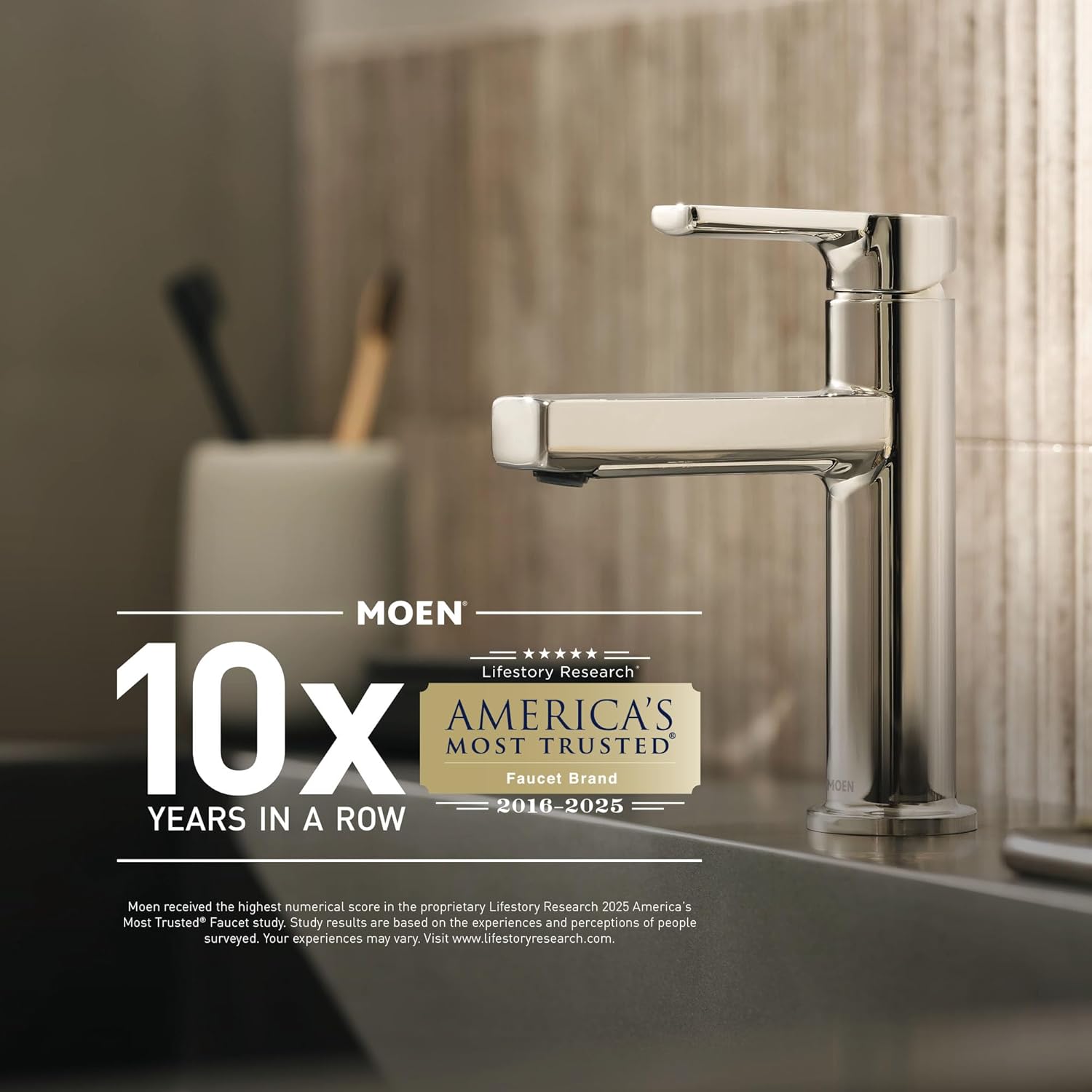 Moen Doux Brushed Nickel One-Handle High Arc Laminar Stream Bathroom Faucet, Modern Bathroom Sink Faucet, S6910BN