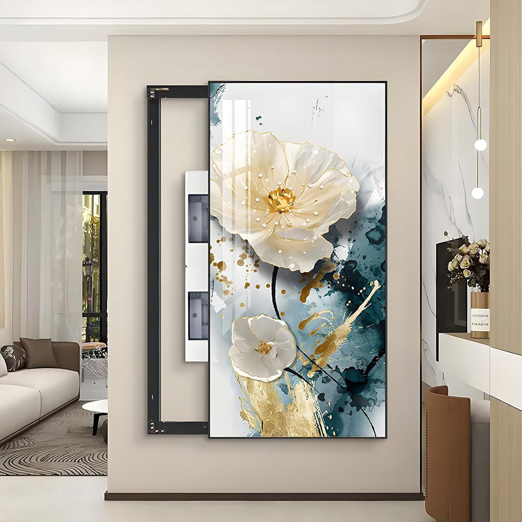 JHDXL Electric Meter Box Decorative Painting, Fuse Box Cover Cabinet, Crystal Porcelain Painting, Abstract Art Graphic Design, for Home Room Wall Decoration(Black2,140 * 70cm/55.12 * 27.6in)