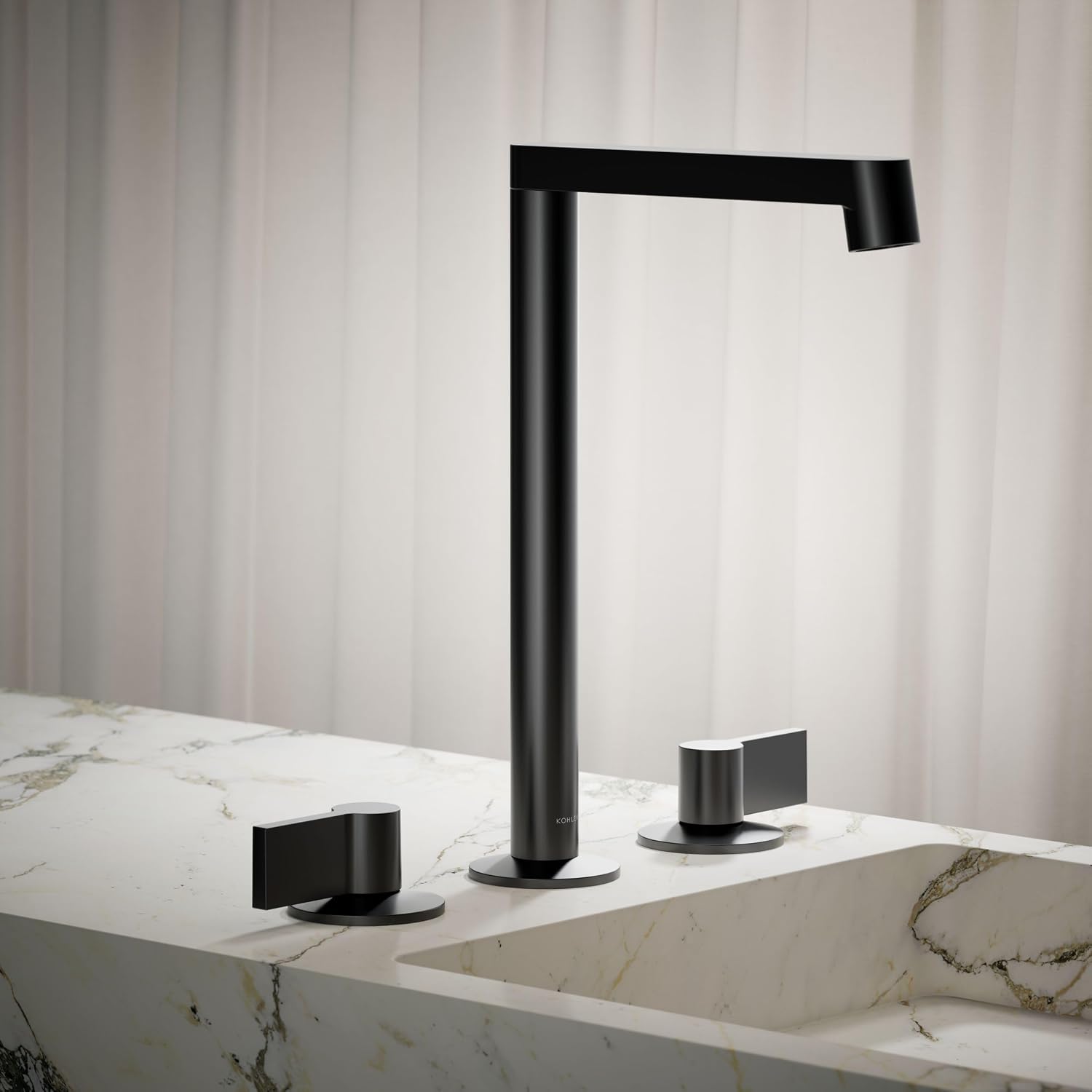 KOHLER K-23887-BL Components® Bathroom Sink Faucet Spout, Row Design, 1.2 GPM, Premium Durable Metal, Corrosion Resistant, Matte Black
