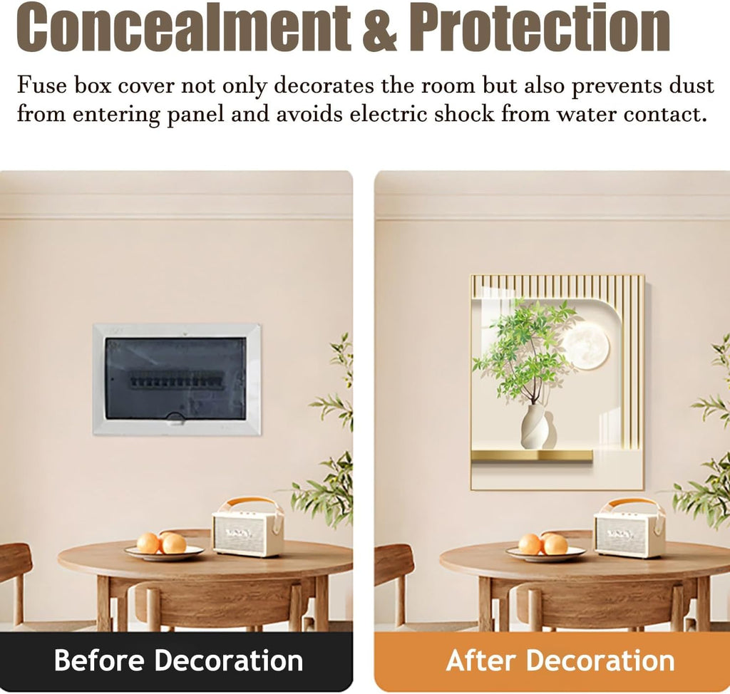 Electrical Panel Cover Indoor Breaker Box Cover Push-pull, Electric Panel Cover Decorative Poster, Fuse Box Cover Protective Cabinet, Chinese Style Picture Frame(Style1,WXL-45 x 55CM-17.7x21.7')