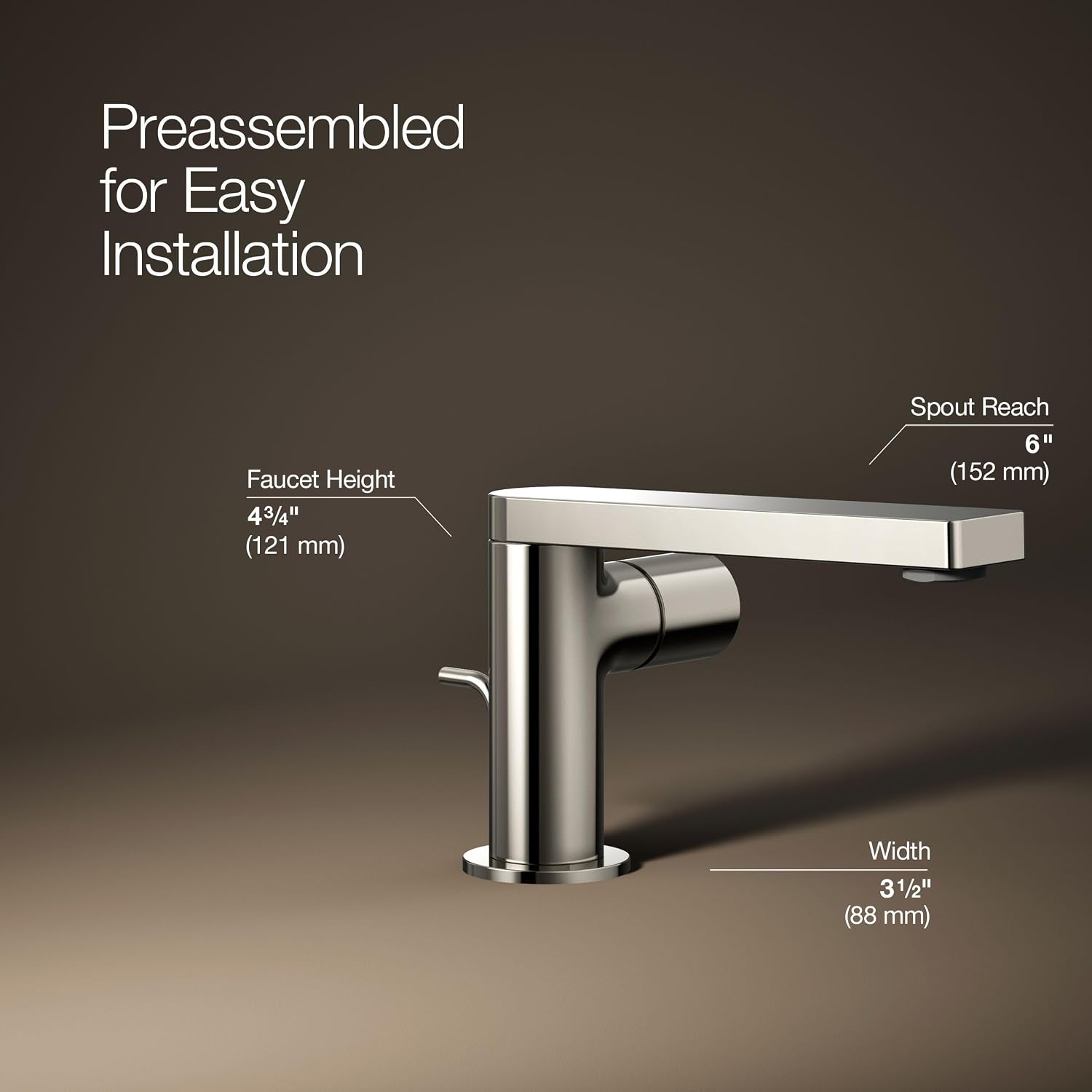 Kohler 73050-7-SN Composed® Single-Handle Bathroom Sink Faucet with Cylindrical Handle, 1.2 gpm, Vibrant Polished Nickel