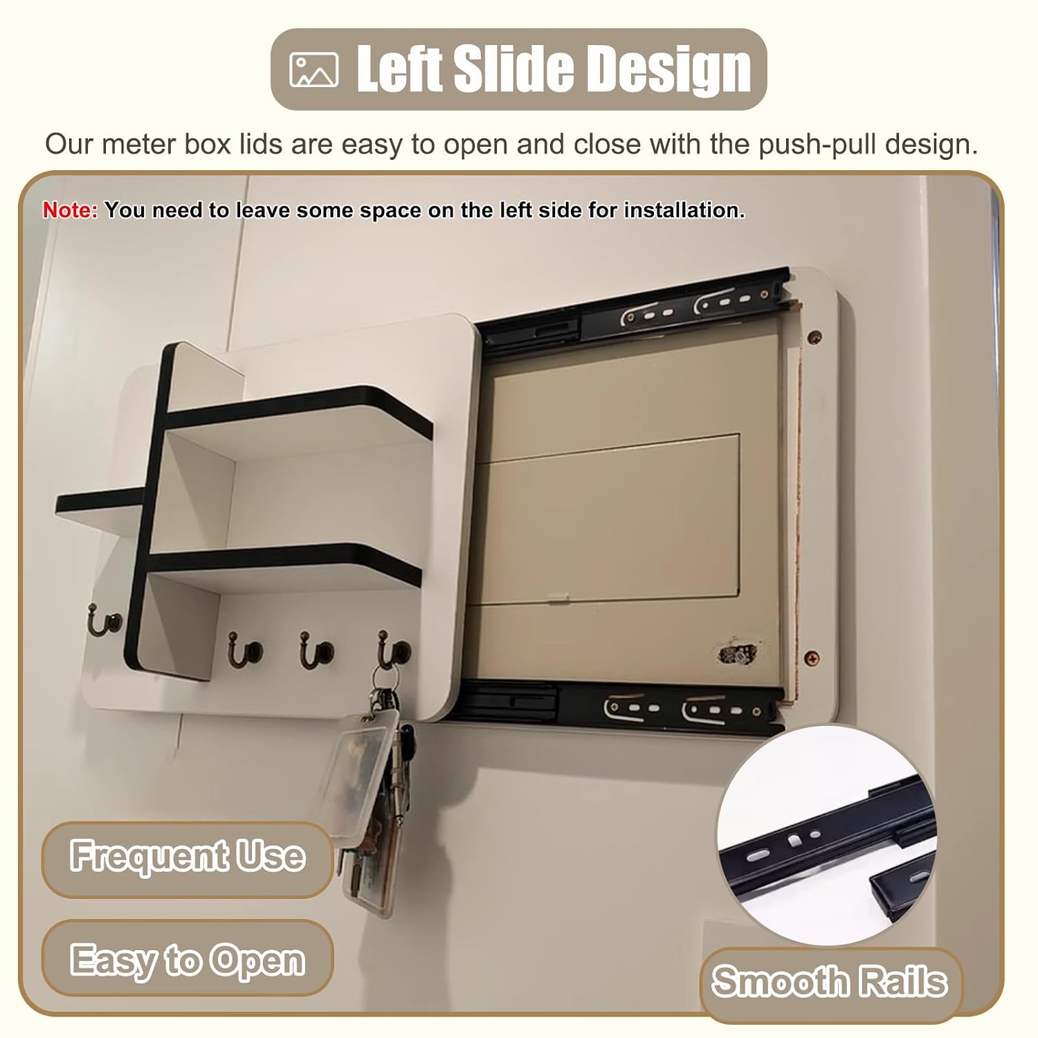 Wall Mounted Circuit Breaker Box Cover, Decorative Electrical Panel Cover for Wall, Stylish Fuse Box Hide Meter, Deep Coffee Finish, 50x70cm (19.7x27.5in)