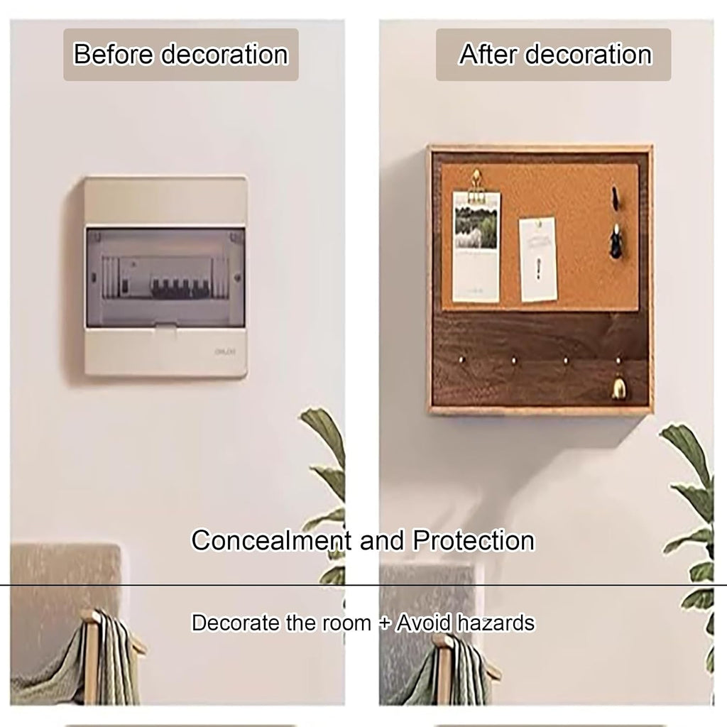Wall Mounted Electrical Panel Cover, Decorative Fuse Breaker Box Cover, Hide Wall Art with Wood Frame, Flip-Up Design, Wide Range of Applications(Brown,60 * 40cm/23.6 * 15.7in)