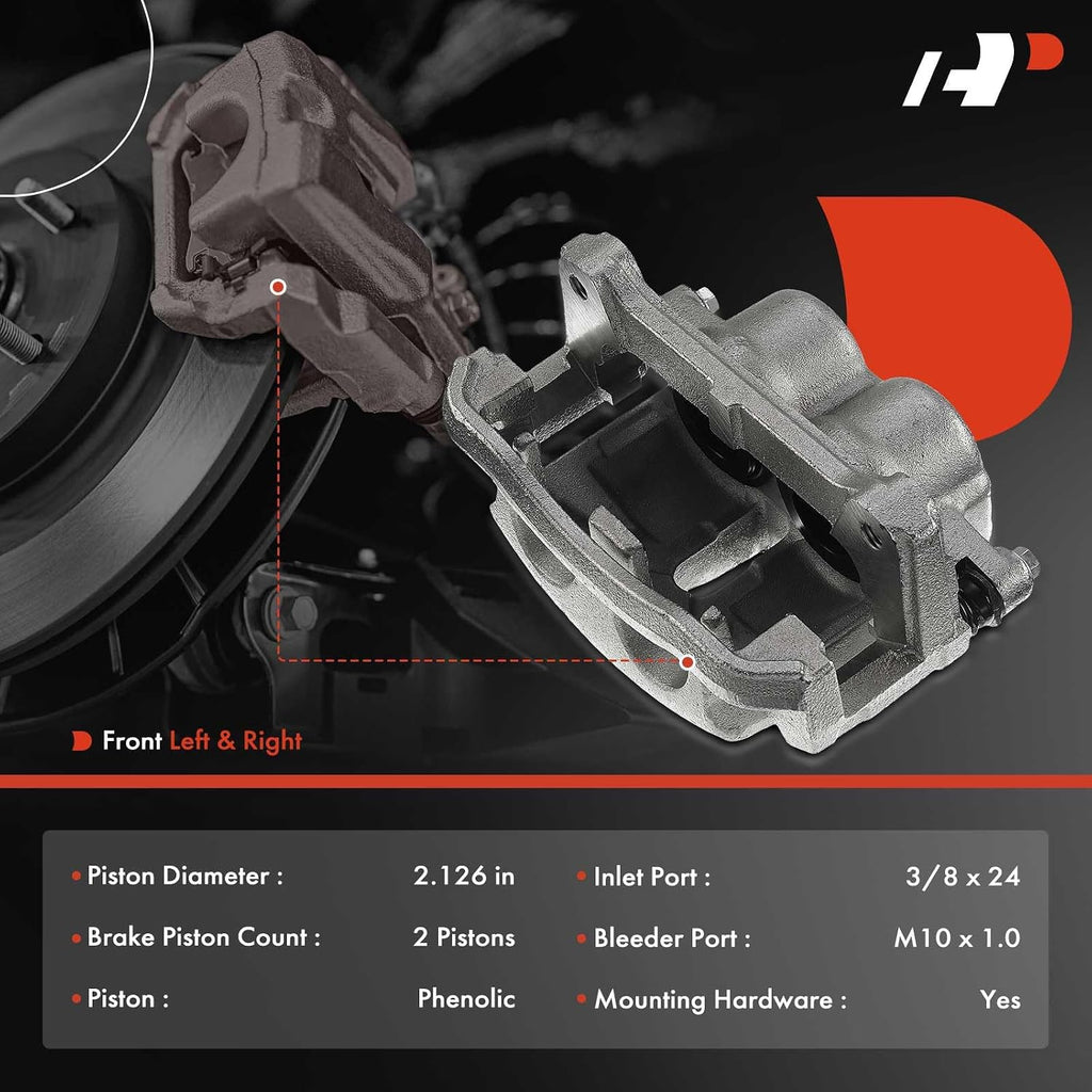A-Premium Disc Brake Caliper Assembly with Bracket Compatible with Select Ford Models - For F-150 2009, Lobo 2009-2014, Pickup - Front Driver and Passenger, 2-PC Set