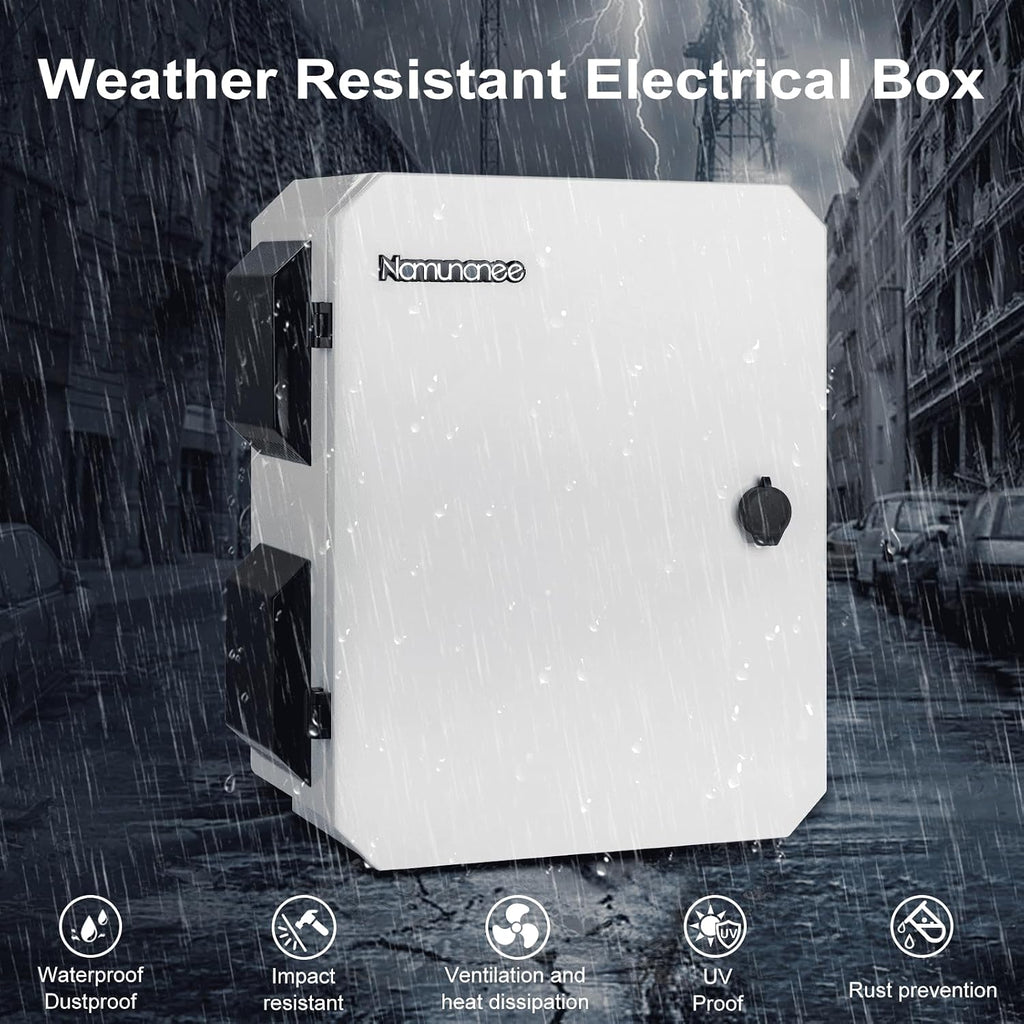 Outdoor Electrical Box, Cold-Rolled Steel Plate, Aluminum Alloy Back Beam, One-Piece Ventilation Design, IP65 Waterproof, Wall/Pole Mounted (17.7' x 13.8' x 7.9')