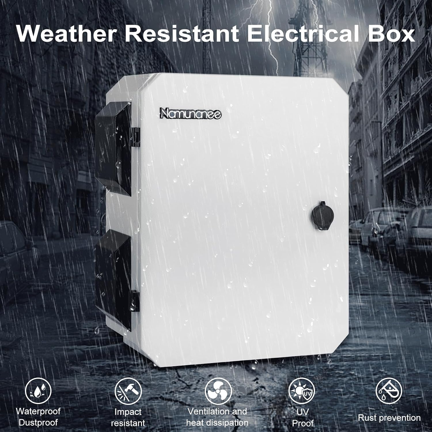 Outdoor Electrical Box, Cold-Rolled Steel Plate, Aluminum Alloy Back Beam, One-Piece Ventilation Design, IP65 Waterproof, Wall/Pole Mounted (17.7' x 13.8' x 7.9')