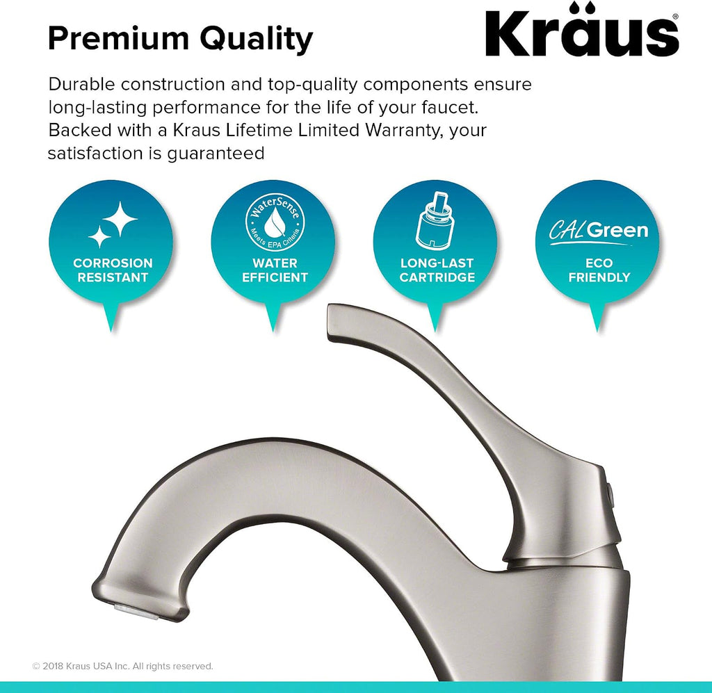 Kraus KVF-1200SFS Arlo Bathroom Faucet, Spot Free Stainless Steel