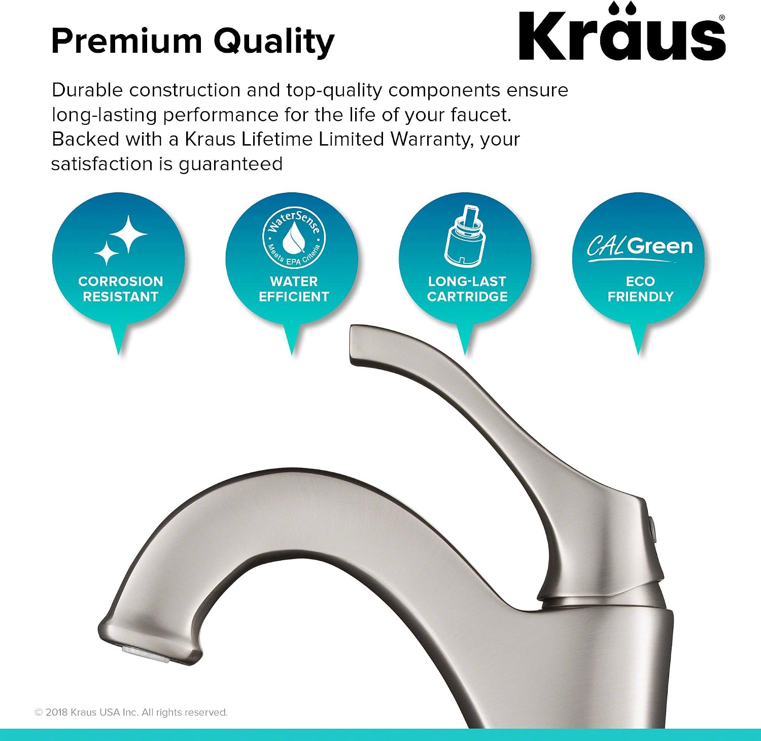 Kraus KVF-1200SFS Arlo Bathroom Faucet, Spot Free Stainless Steel