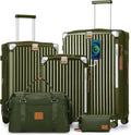 Joyway 5 Piece Luggage Set with Cup Holder, Expandable 25% Capacity, Includes Handbag, Anti Slip Wheels, Hook, Smart Carry On Suitcase for Men and Women, Spinner Travel DarkGreen