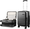LUGGEX Carry On Luggage Top Opening, Expandable Polycarbonate Hard Shell Suitcase with Wheels (FX-Core, Charcoal Metallic, 20 Inch, 36L-41L)