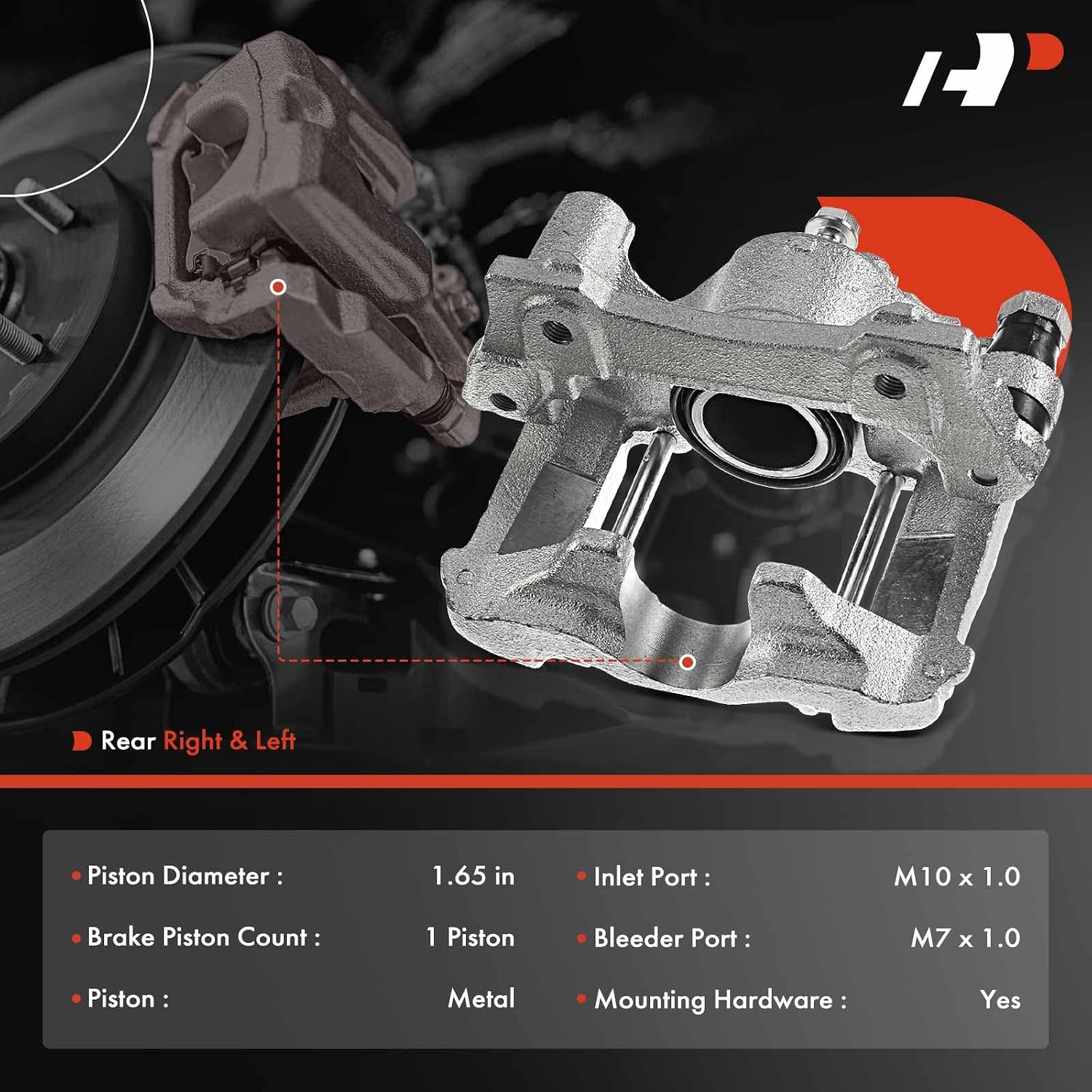 A-Premium Disc Brake Caliper Assembly with Bracket Compatible with Select Lexus Models - GS300 2006, IS250 2010-2013 - Rear Driver and Passenger Side, 2-PC Set