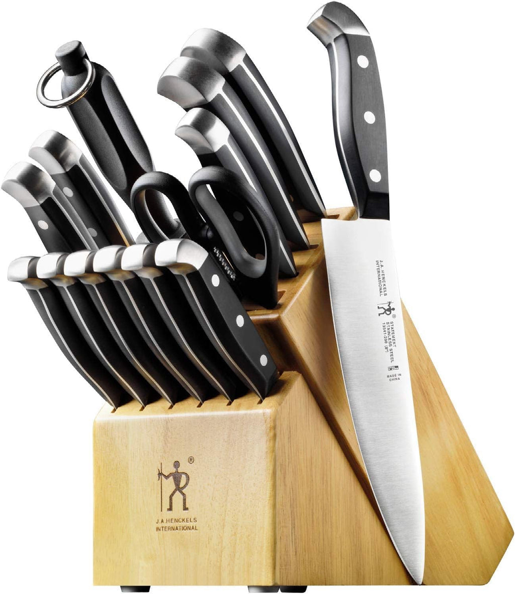 HENCKELS Statement Premium Quality 15-Piece Knife Block Set, Natural, Razor-Sharp, German Engineered Informed by 100+ Years of Mastery, Lightweight and Strong, Dishwasher Safe