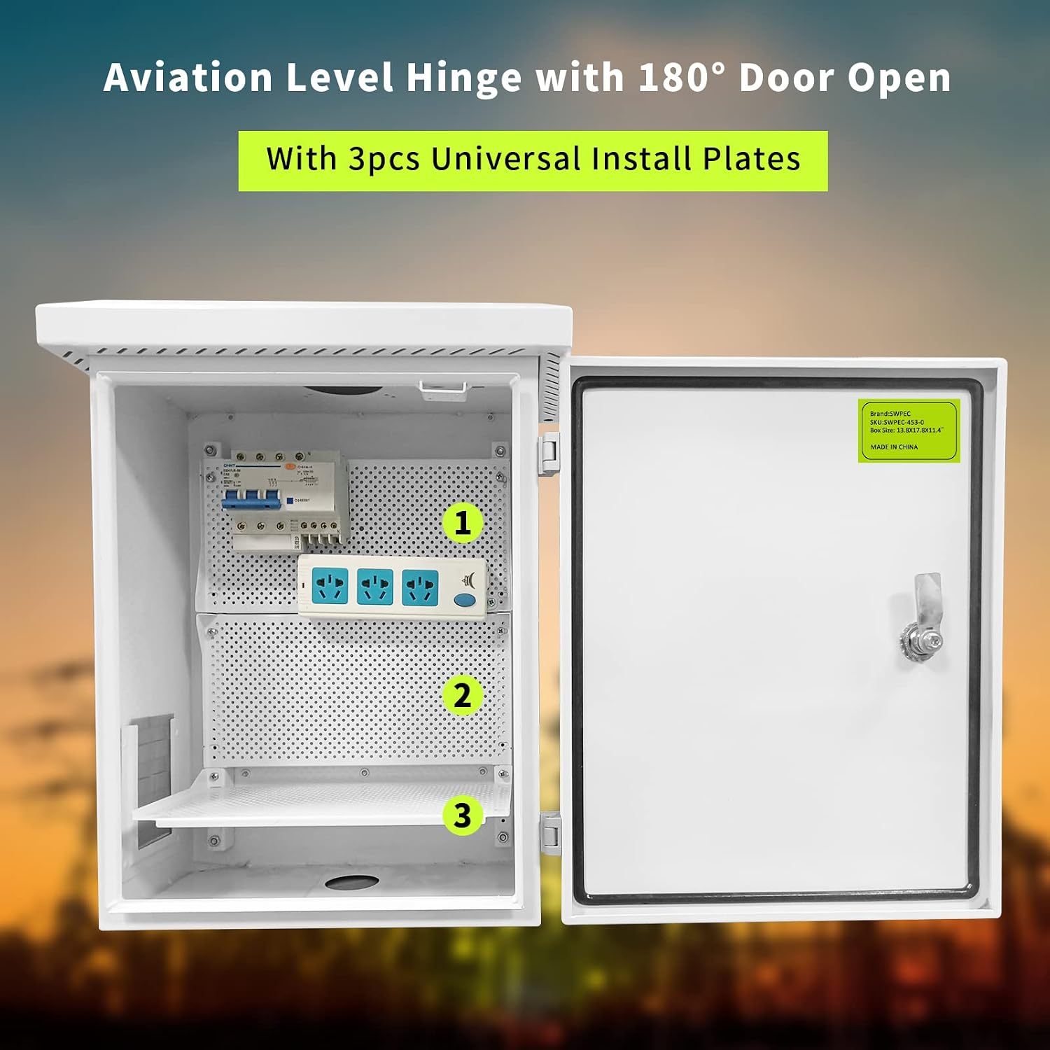 Nema Enclosure with Rain Hood Weatherproof Junction Electric Breaker Box with Fan-Vent Design Electrical Cabinet with Mounting Track Hole in Back 16X20X12