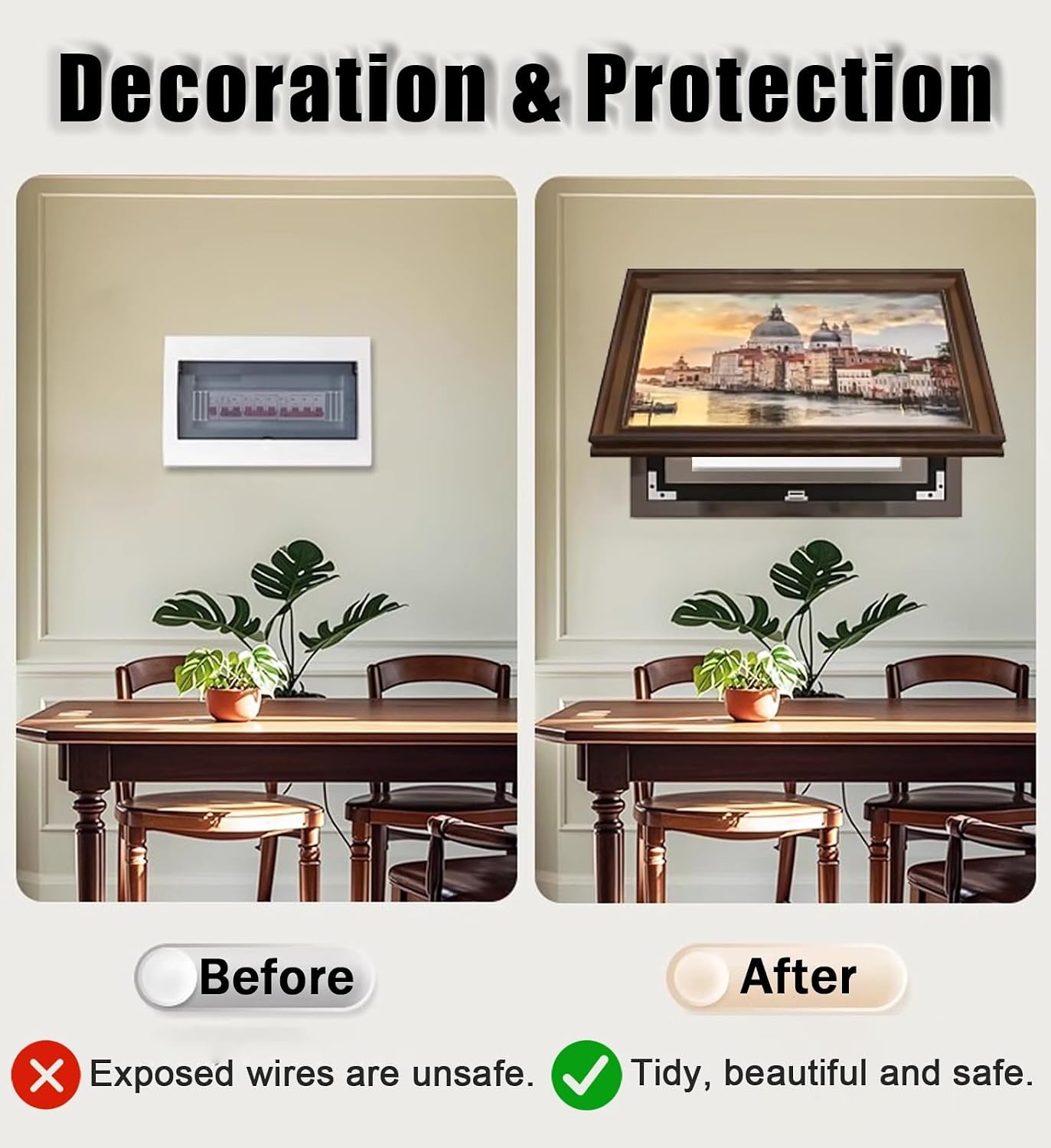 Electrical Panel Cover Retro Electric Panel Cover Decorative, Flip-Up Electricity Meter Box Wall Art, Fuse Box Protective Lid(J,60 x 50 cm (23 5/8' x 19 3/4'))
