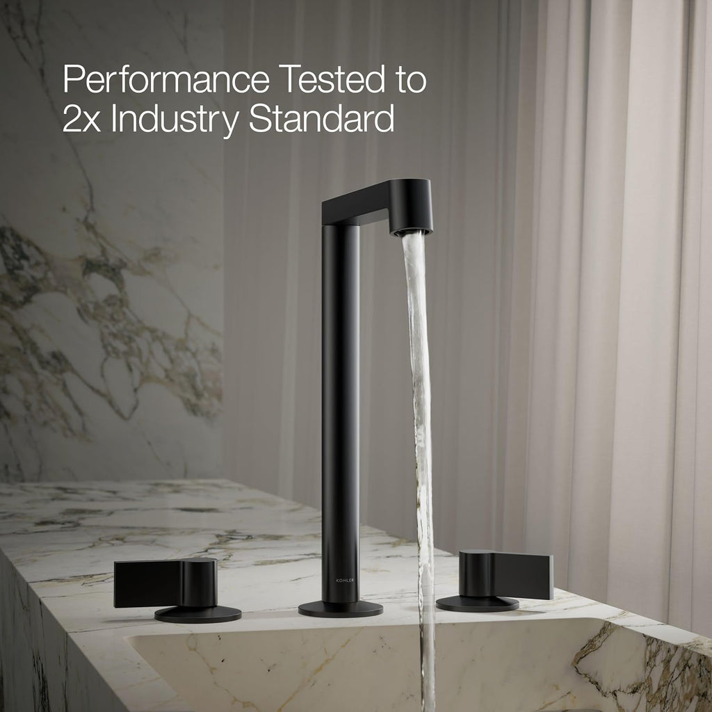 KOHLER K-23887-BL Components® Bathroom Sink Faucet Spout, Row Design, 1.2 GPM, Premium Durable Metal, Corrosion Resistant, Matte Black