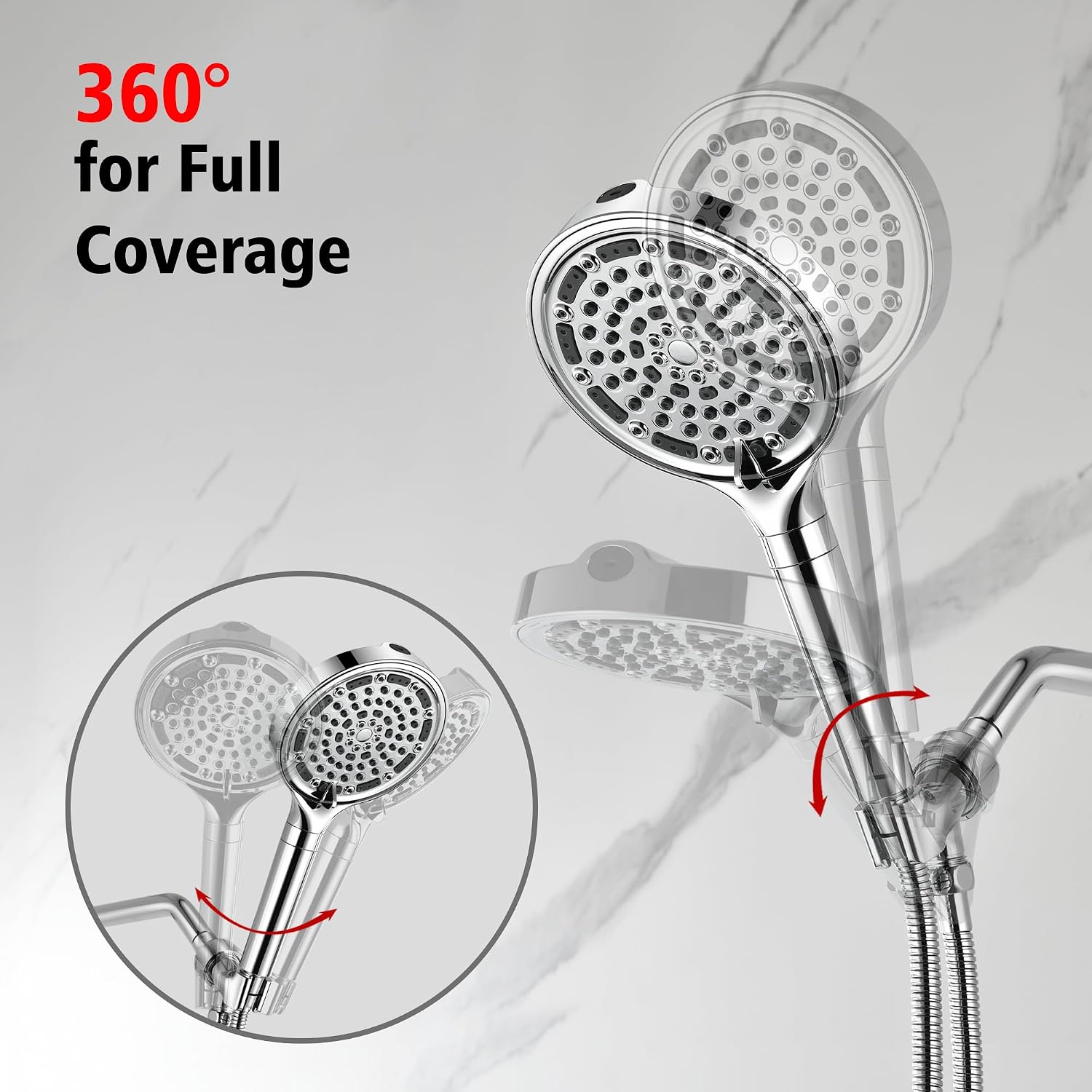 SUMERAIN Modern Shower System with 6-Spray Handheld Filtered Shower Head, Chrome Shower Faucet with Tub Spout, High Flow