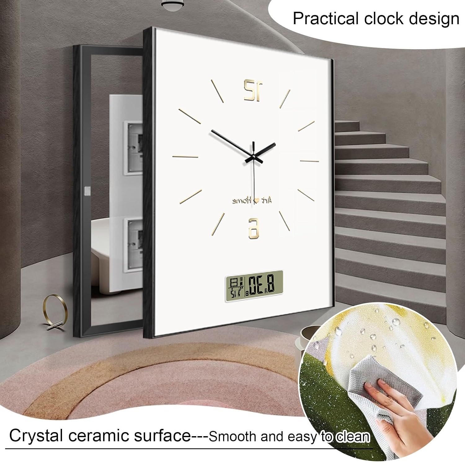 Circuit Breaker Box Cover, Electric Meter Decorative Painting with Clock, Hidden Electrical Panel Cover Decoration for Office, Home, Shopping Mall(Color 5,60 * 80cm/23.6 * 31.5in)