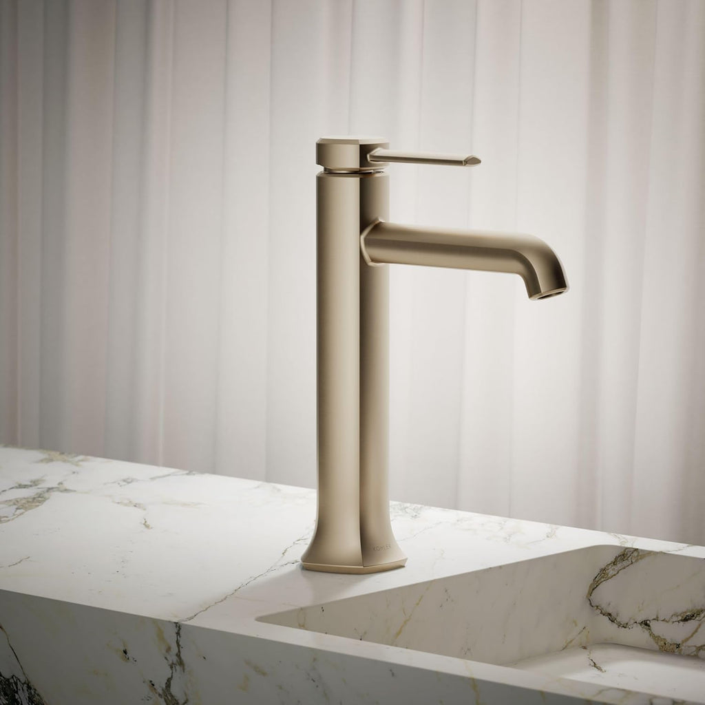 Kohler 27003-4-BV Occasion® Tall Single-Handle Bathroom Sink Faucet, 1.2 gpm, Vibrant Brushed Bronze