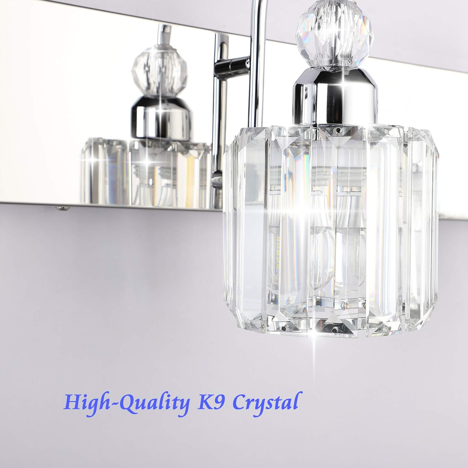 Ralbay Modern LED Crystal Bathroom Vanity Lights 5-Lights Stainless Steel Crystal Vanity Lights Over Mirror Modern Crystal Bathroom Vanity Lighting Fixtures
