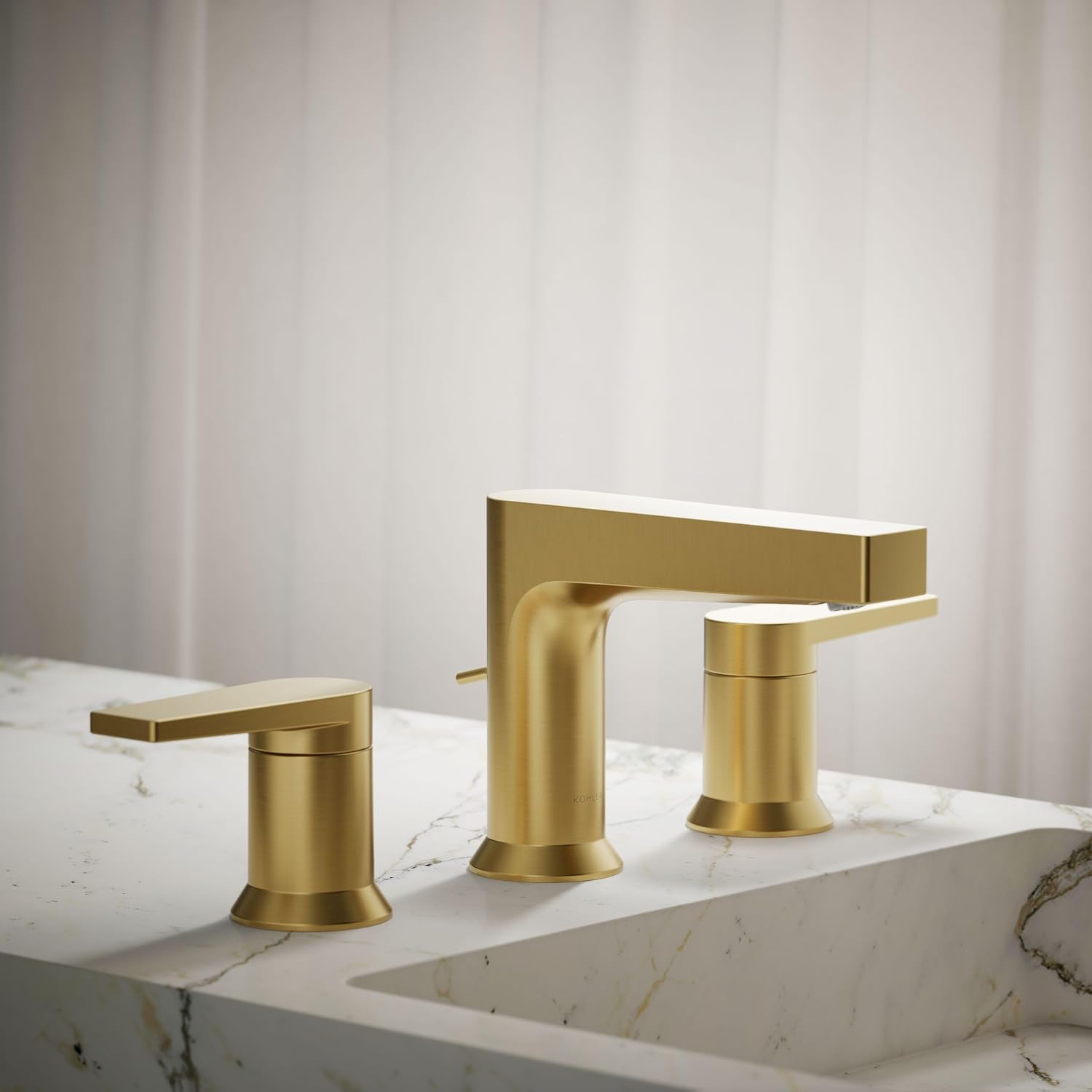 Kohler 97100-4-2MB Taut® Widespread Bathroom Sink Faucet, 1.2 gpm, Vibrant Brushed Moderne Brass