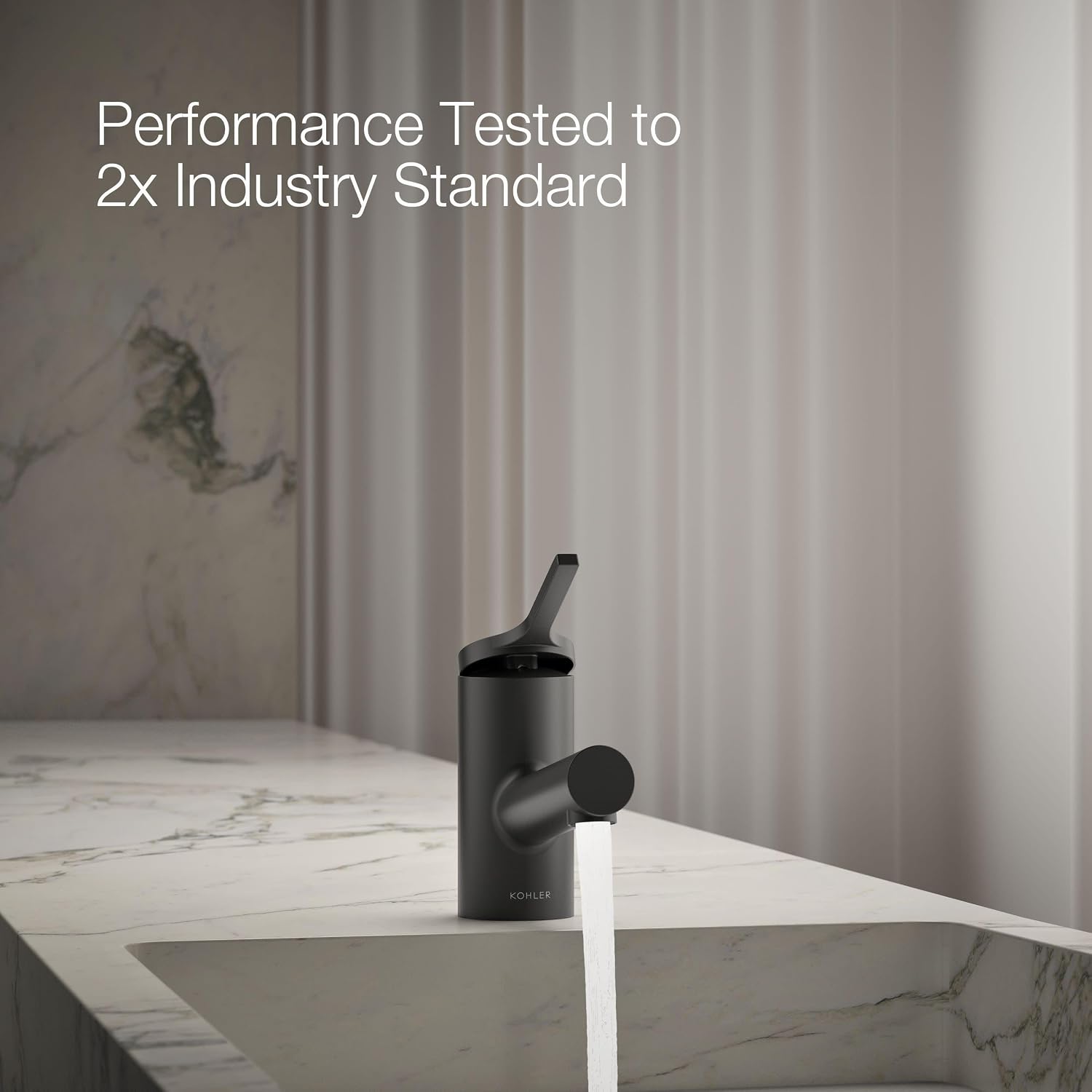 Kohler K-33590-4-BL Elate® Short Single-Handle Bathroom Sink Faucet, Bathroom Faucets, 1.2 GPM, Matte Black