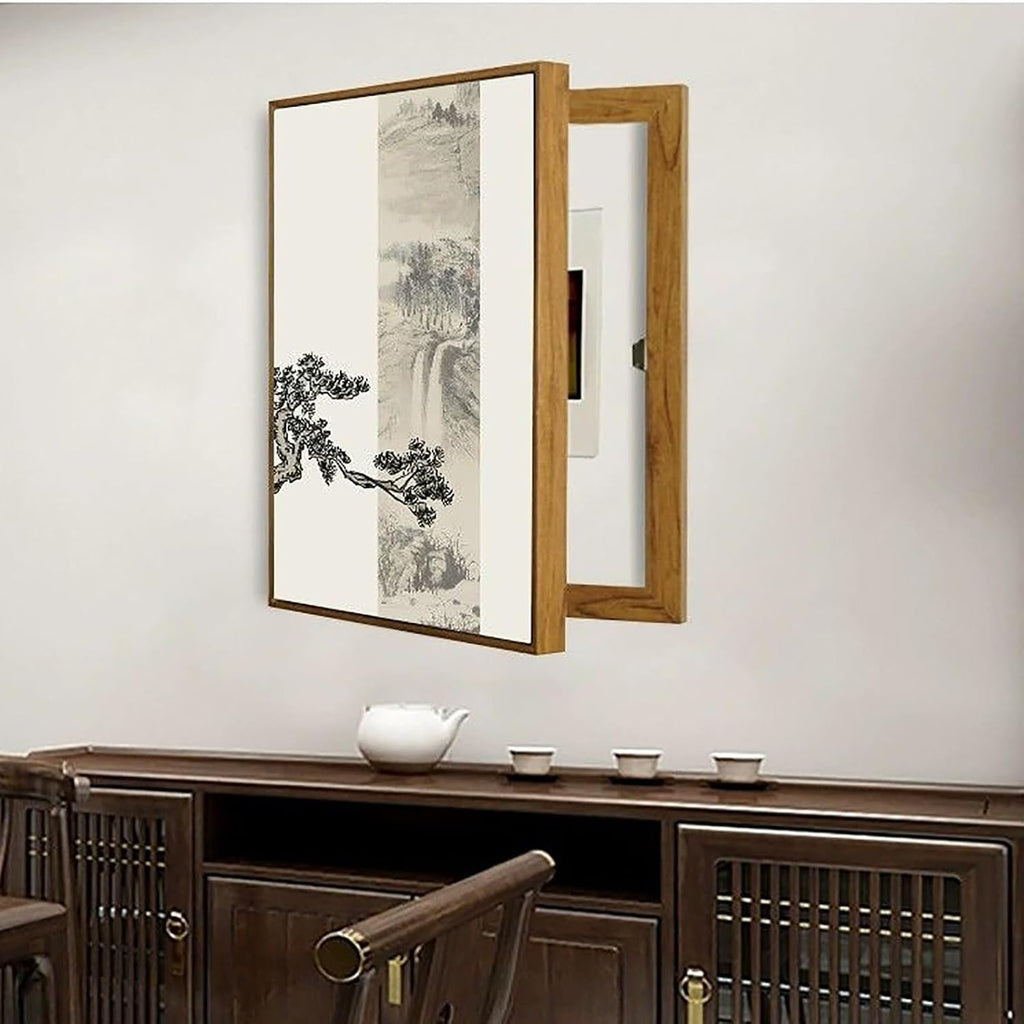 Electrical Panel Cover Breaker Box Cover Decorative, Decorative Cabinet for Hide Meter Box - Electrical Doors, for Living Room Home Office Removable(Black 3,50 * 70cm/20 * 28in)