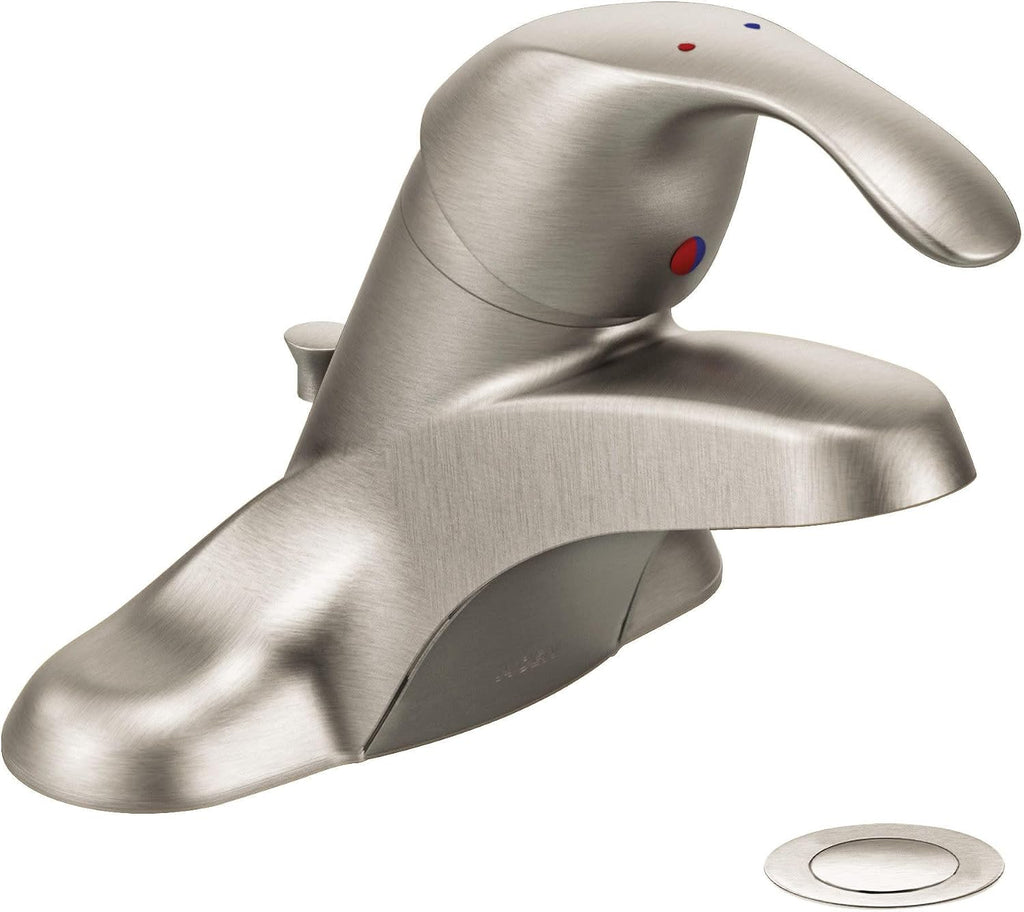 Moen 8437CBN Commercial M-Bition 4-Inch Centerser Bathroom Faucet with Drain 3-Inch Lever Handle, 1.5-gpm, Classic Brushed Nickel