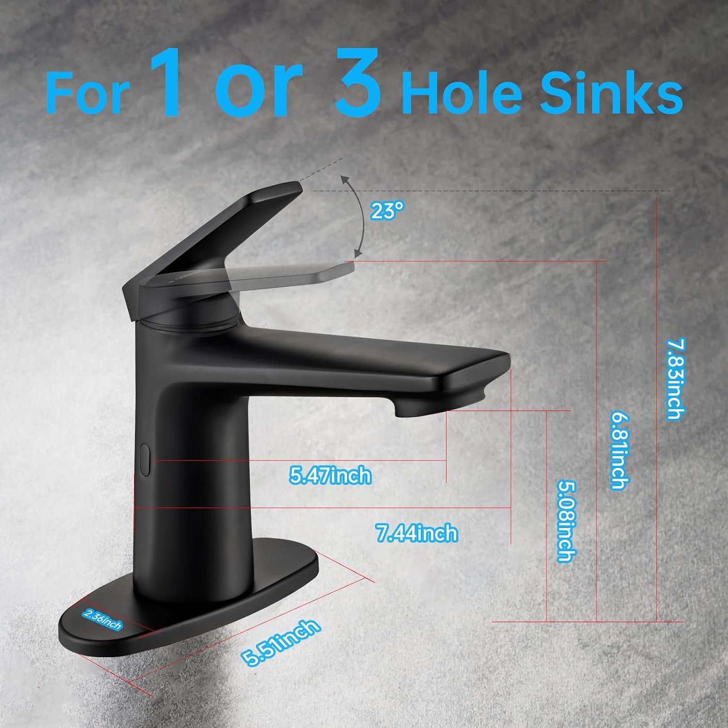 Touchless Smart Bathroom Faucet for 1 or 3 Holes, Automatic Sensor Faucet 1 Handle, Adjustable Cold & Hot Temperature & Water Flow, Short & Long Instruction Modes, Metal (29100 Matte Black)