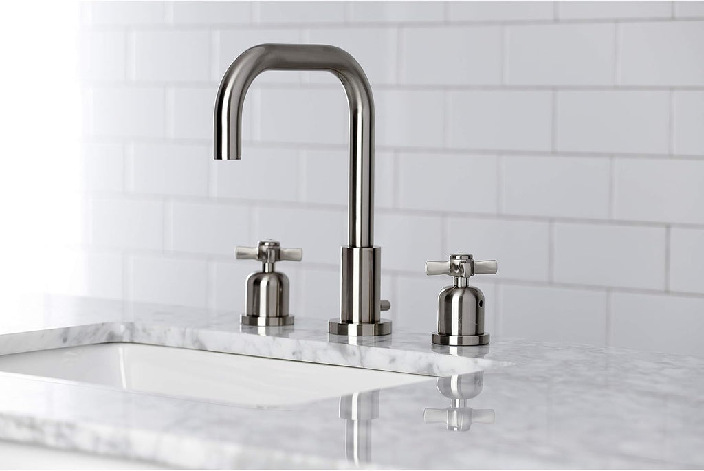 Kingston Brass FSC8938ZX Millennium Widespread Bathroom Faucet with Pop-Up Drain, Brushed Nickel