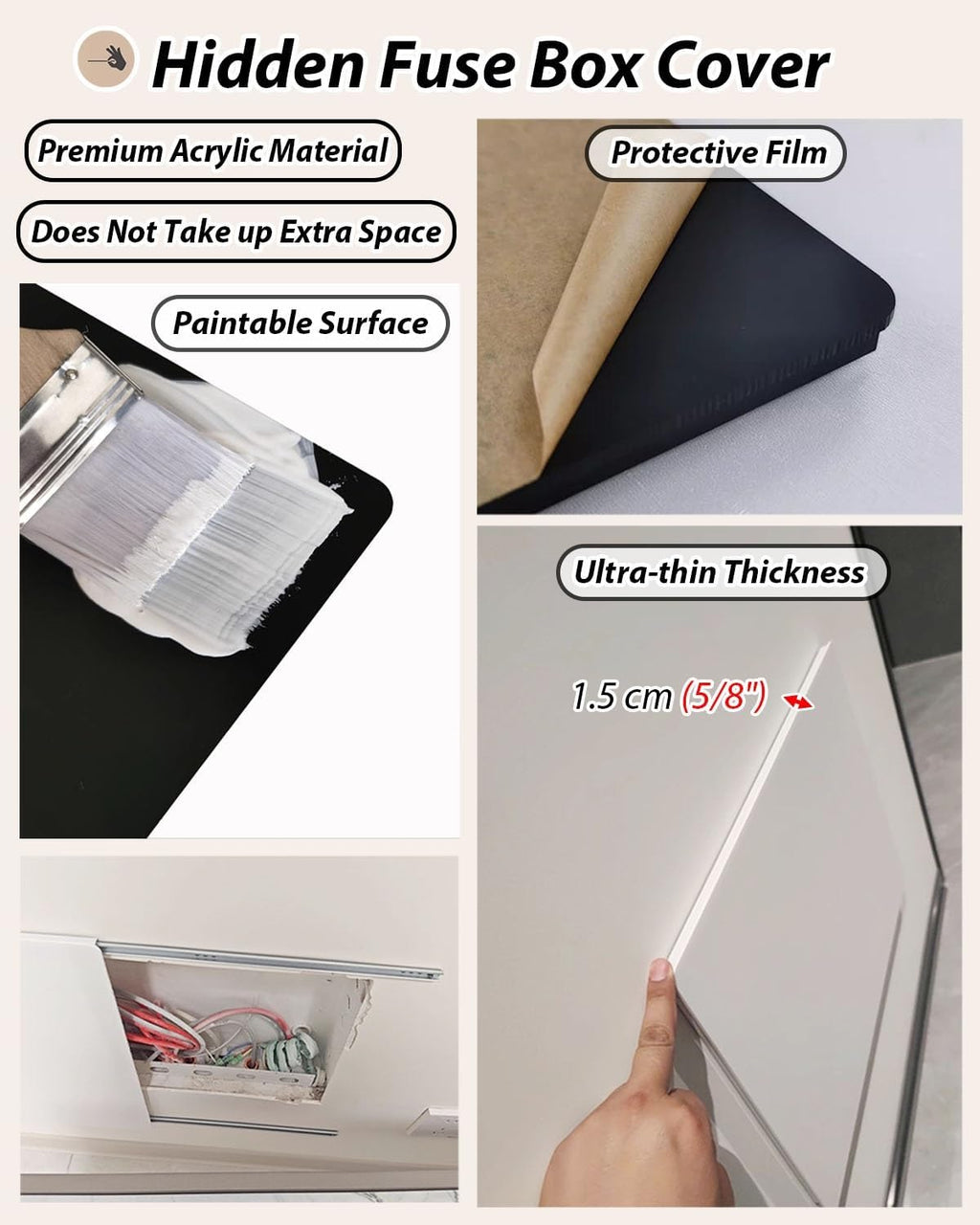 Decorative Sliding Fuse Box Cover, Hidden Painting Electrical Meter Box Cover for Living Room and Corridor