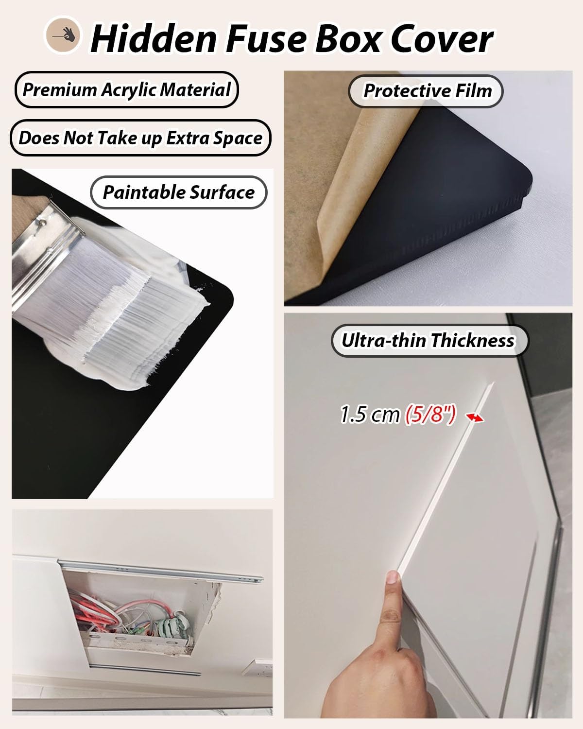 Decorative Sliding Fuse Box Cover, Hidden Painting Electrical Meter Box Cover for Living Room and Corridor