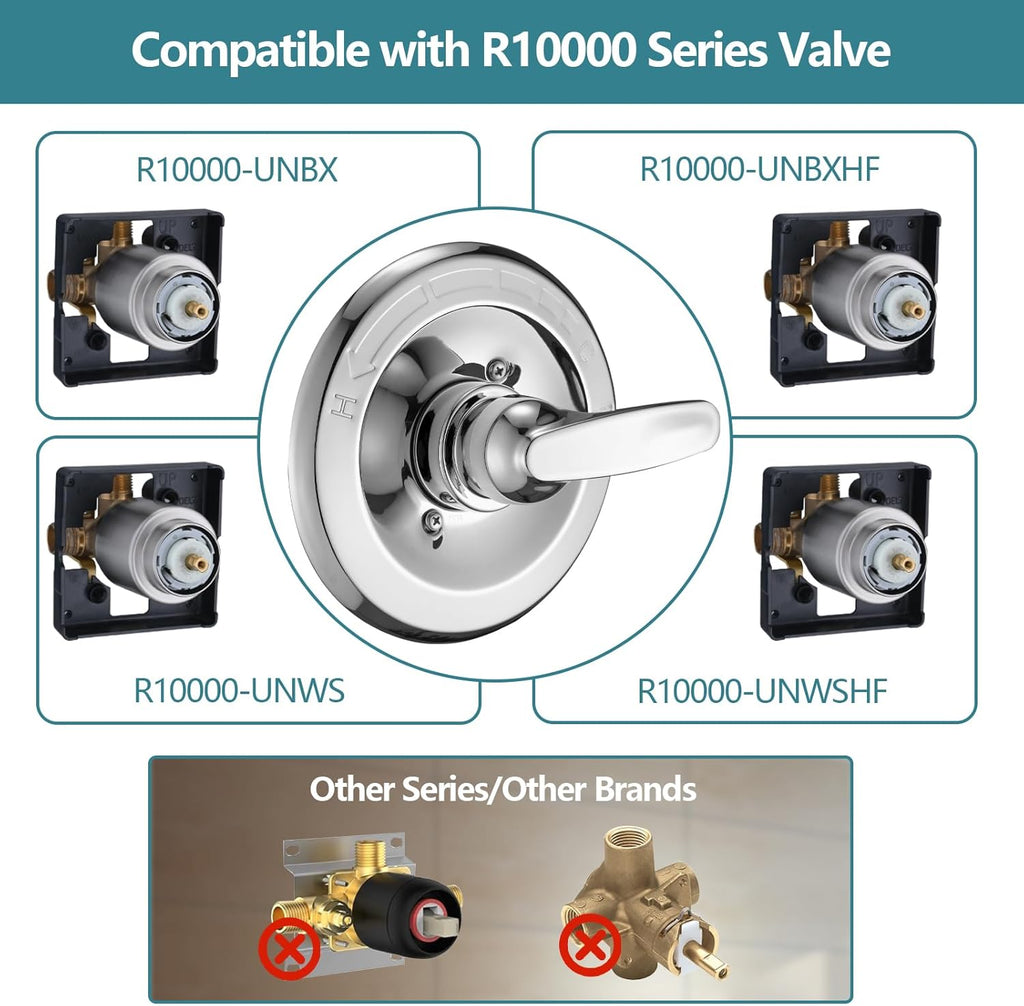 5' Dual Shower Faucet Compatible with 13/14 Series Tub Trim Kit, High Pressure Round Rain Shower Head& Handheld Set Faucet System (Valve& Catridge Not Inclued)