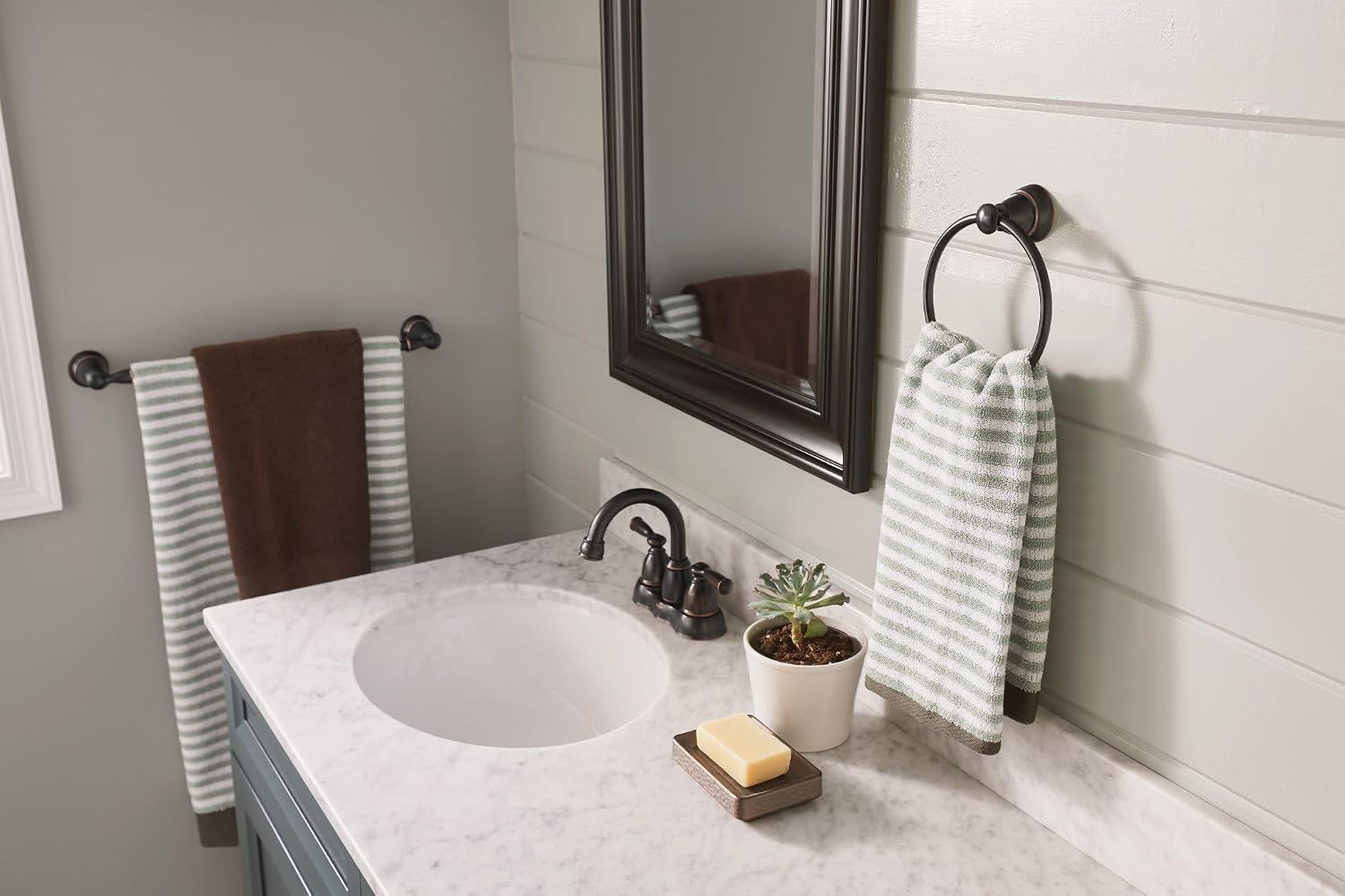 Moen WS84913BRB Two-Handle High Arc Bathroom Faucet, Mediterranean Bronze