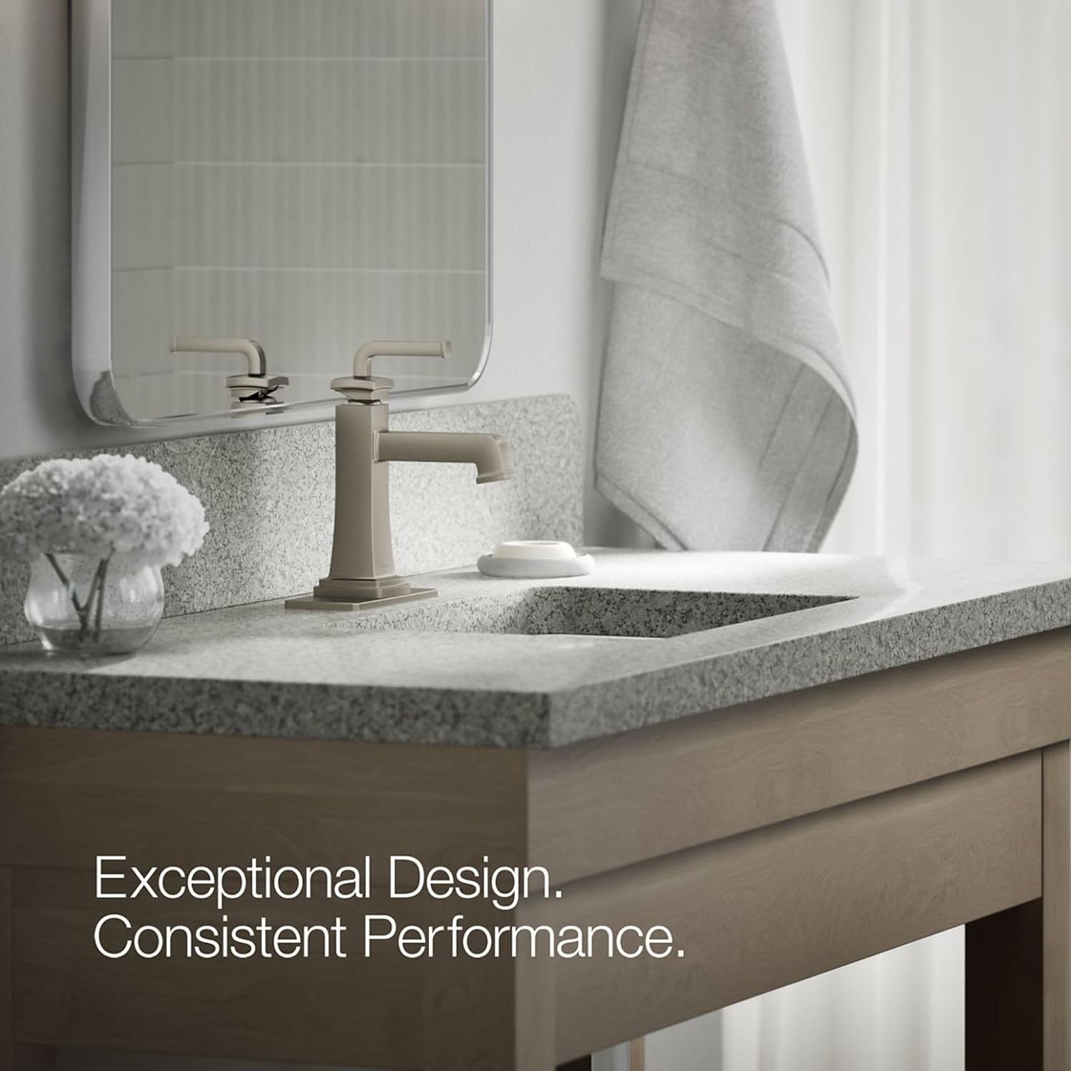 KOHLER K-27400-4K-BN Riff Single-Handle Bathroom Sink Faucet, Single-Hole Faucets with Clicker Drain, 1.0 GPM, Vibrant Brushed Nickel