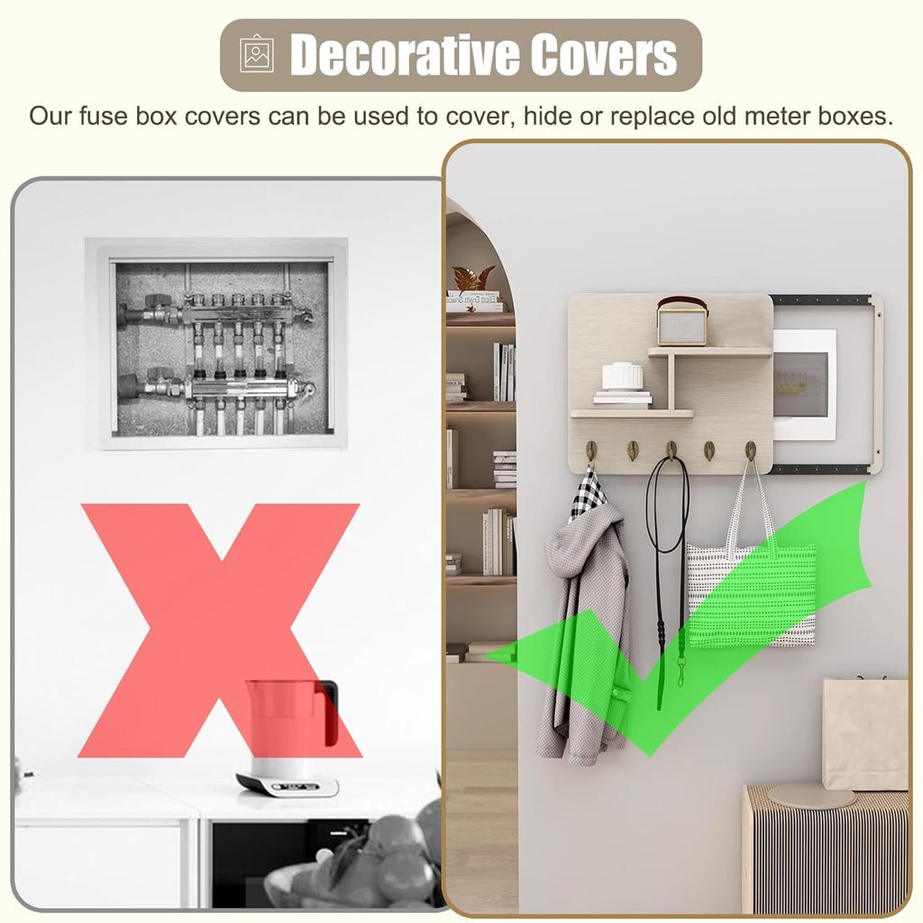 Wall Mounted Circuit Breaker Box Cover - Decorative Electrical Panel Cover for Meter Hiding, Fuse Box for Distribution Panels (Light Coffee, 50x70cm / 19.7x27.6in)