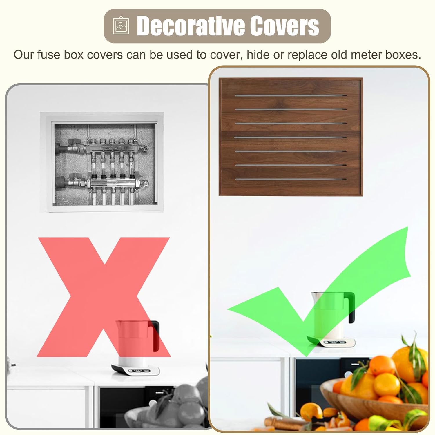 Stone Texture Breaker Box Cover Art - Outdoor & Indoor Electric Meter Panel Plate for Wall Replacement - Light Grey, 70x100cm (27.5x39.4in)