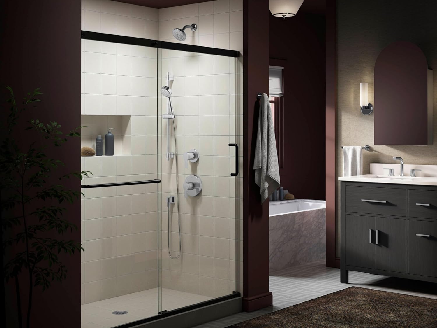 KOHLER K-35331-Y-CP Elate® 28' Three-Function Handshower Kit, 2.5 GPM, Ergonomic Grip, Shower Head with Handheld, Durable Construction, Polished Chrome