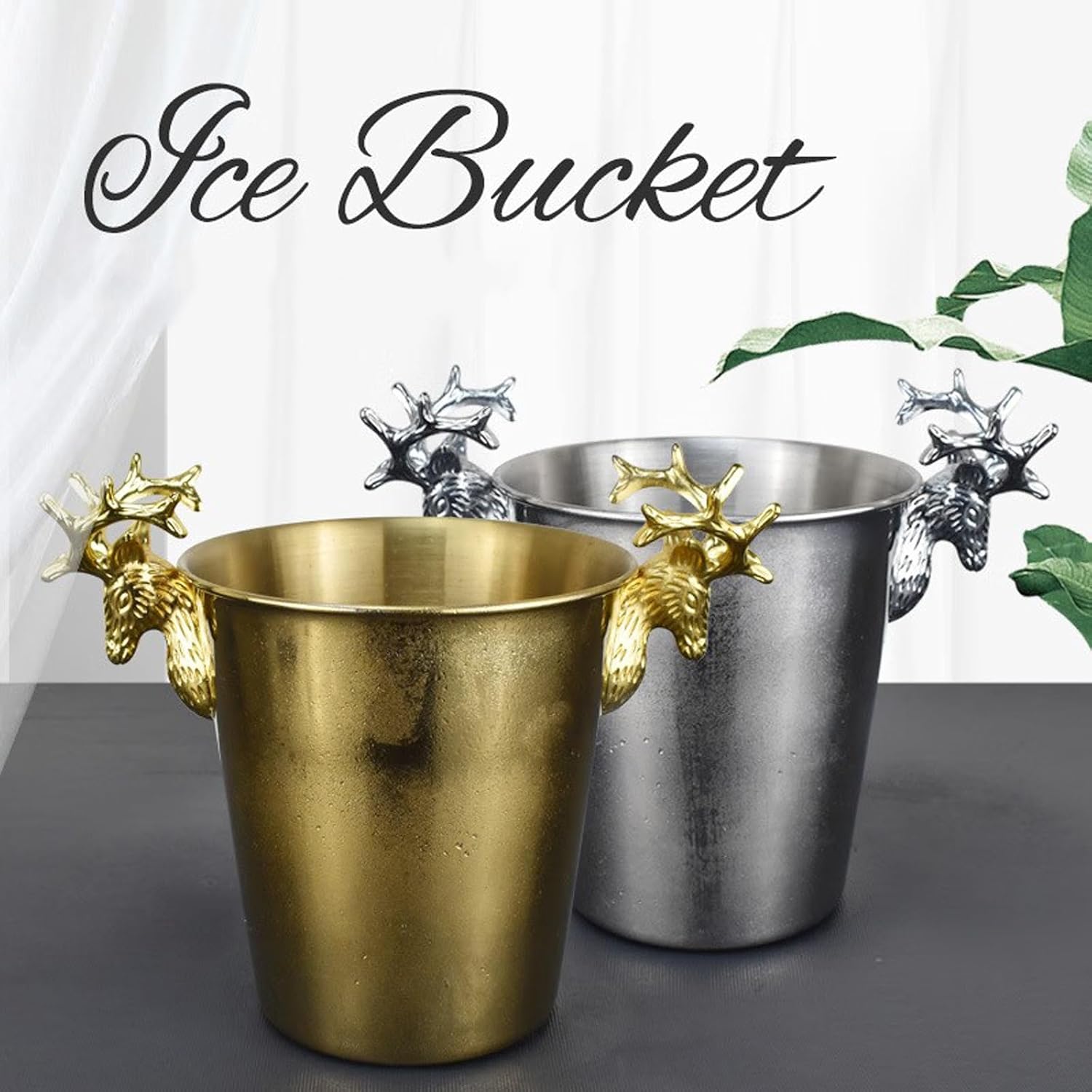 Ice Buckets Silver Stainless Steel Metal Ice Buckets for Parties, Insulated Ice Bucket with Handles for Beer, Wine, Champagne, Home Decor, Table Centerpieces, Wedding Decorations Ice Bucket Kits ( Siz