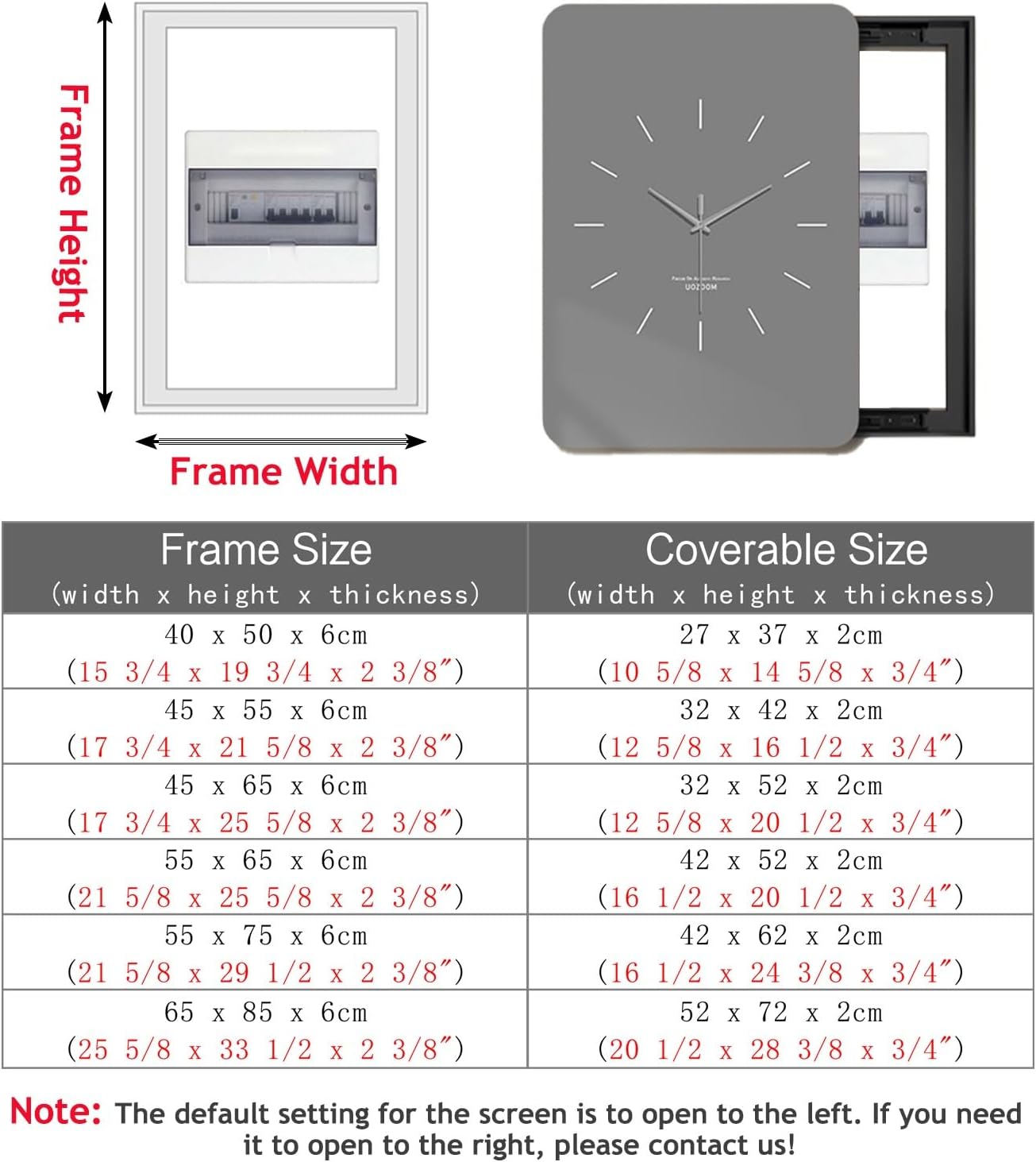 Electrical Panel Cover Vertical Analog Clock Electrical Panel Cover, Stylish Breaker Box Cover for Office/Restaurant/Bedroom/Room Decor, Fuse Box Protective Cover(B,WXH-65 x 85CM-19.7x27.6)