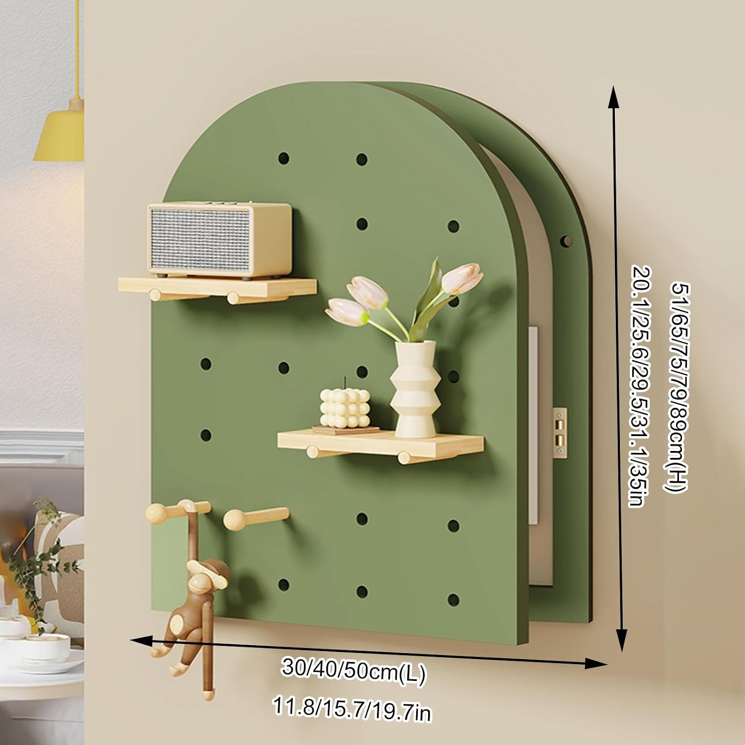 Decorative Fuse Breaker Box Cover, Wooden Electrical Panel Cover, Hide Electric Meter Box Decorative Painting, for Hotel, Kitchen and Bedroom(Green 2,40 * 65cm/15.7 * 25.6in)
