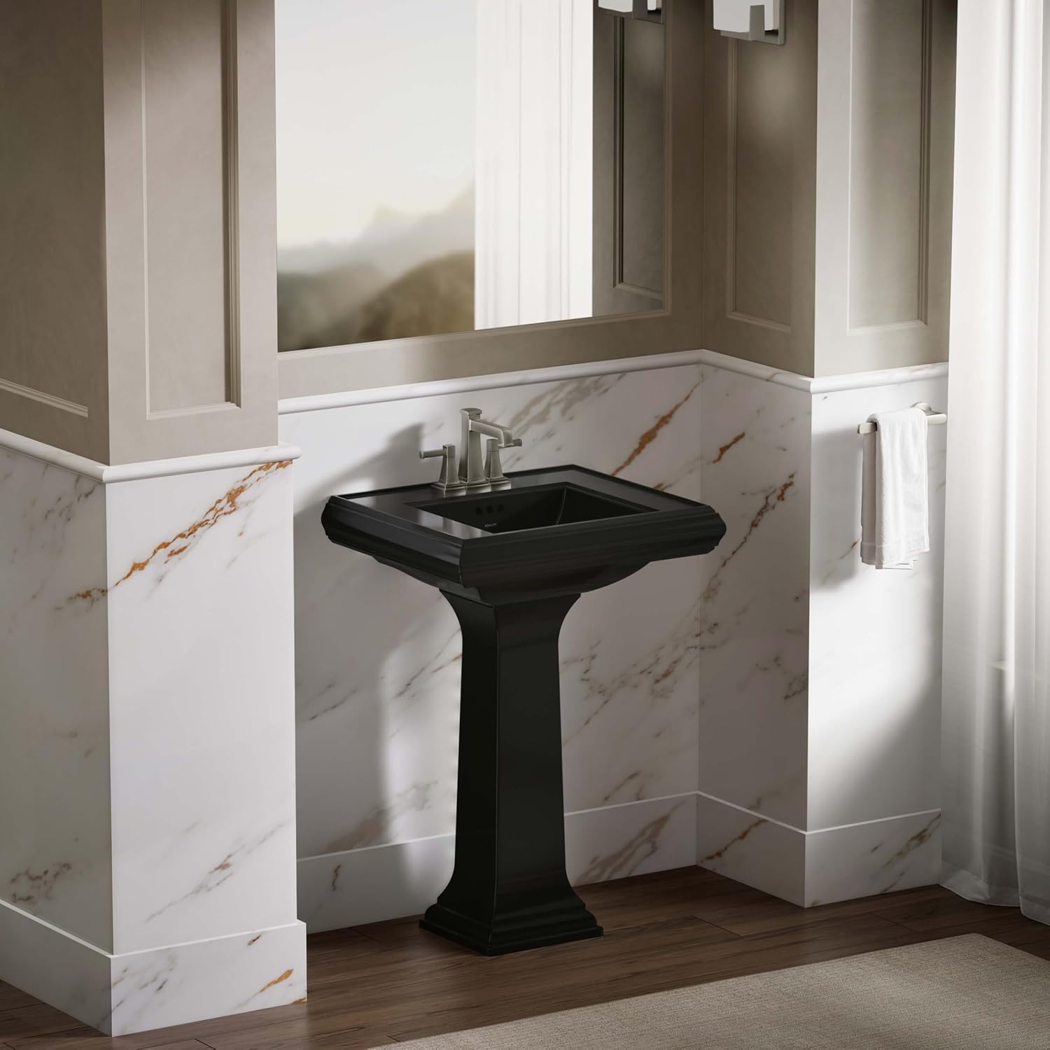 KOHLER Memoirs® pedestal/console table bathroom sink basin with 4' centerset faucet holes