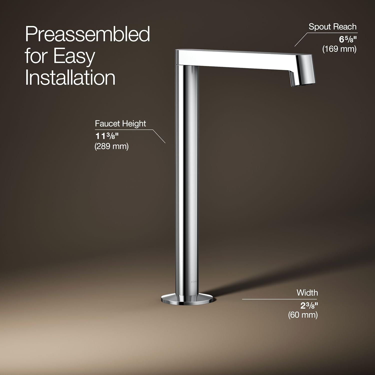 KOHLER K-23887-CP Components® Bathroom Sink Faucet Spout, Row Design, 1.2 GPM, Premium Durable Metal, Corrosion Resistant, Polished Chrome
