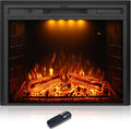 30 inch Electric Fireplace, Wall Fireplace Electric with Remote Control, Realistic Log and Crackling Sound, Overheating Protection and Timer, 750/1500W Black