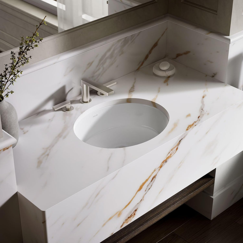 Kohler K-2881-0 Verticyl Oval Undercounter Bathroom Sink, White, One Size
