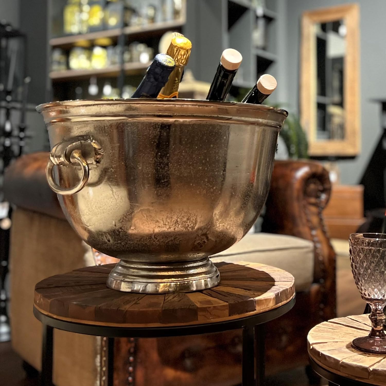 WHW Whole House Worlds Oversized Luxury Champagne Bucket with Old World Panache, 17.75 Inches, (45 cm) Grand Hotel Collection