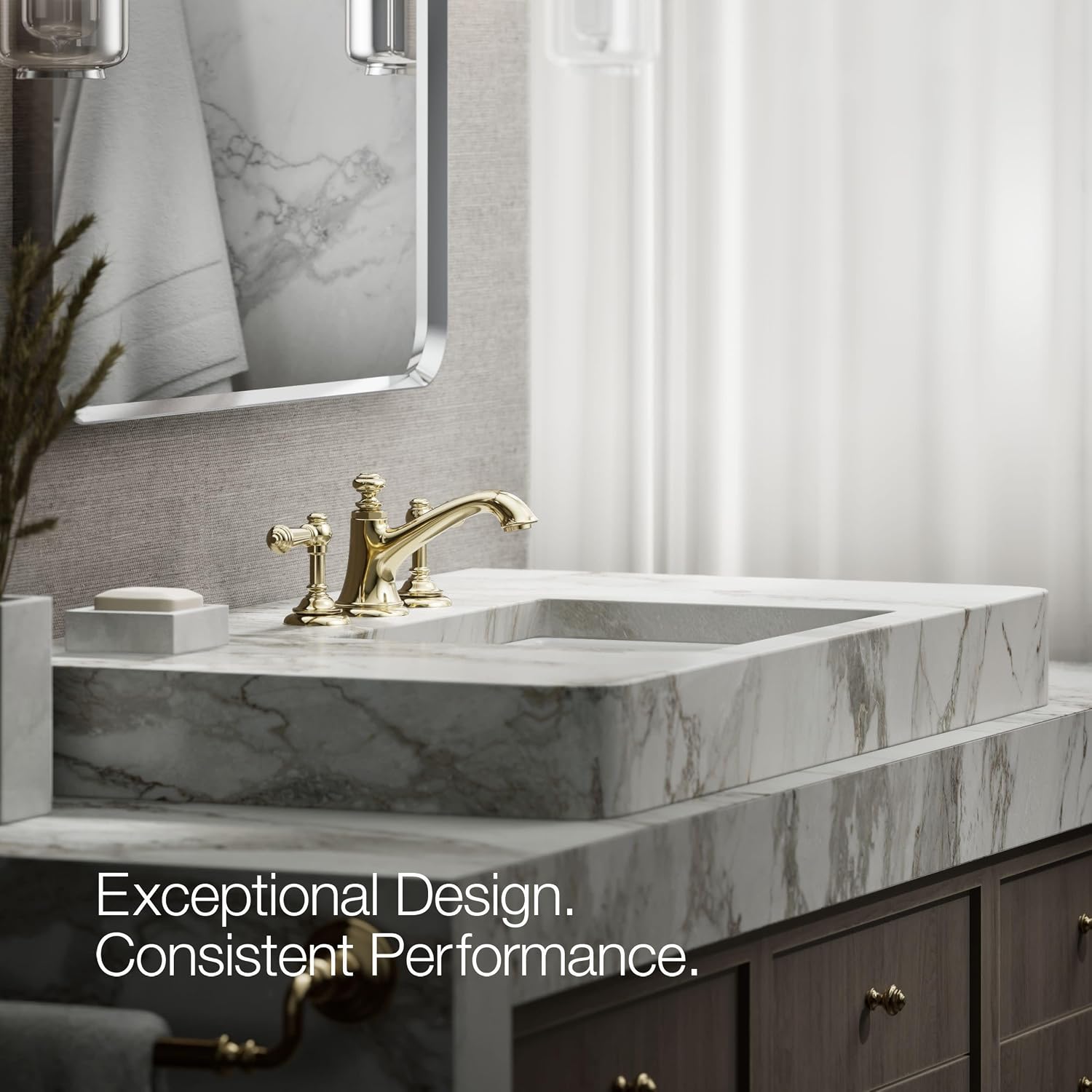 KOHLER 98068-4-AF Artifacts Lever Bathroom Sink Faucet Handles in Vibrant French Gold