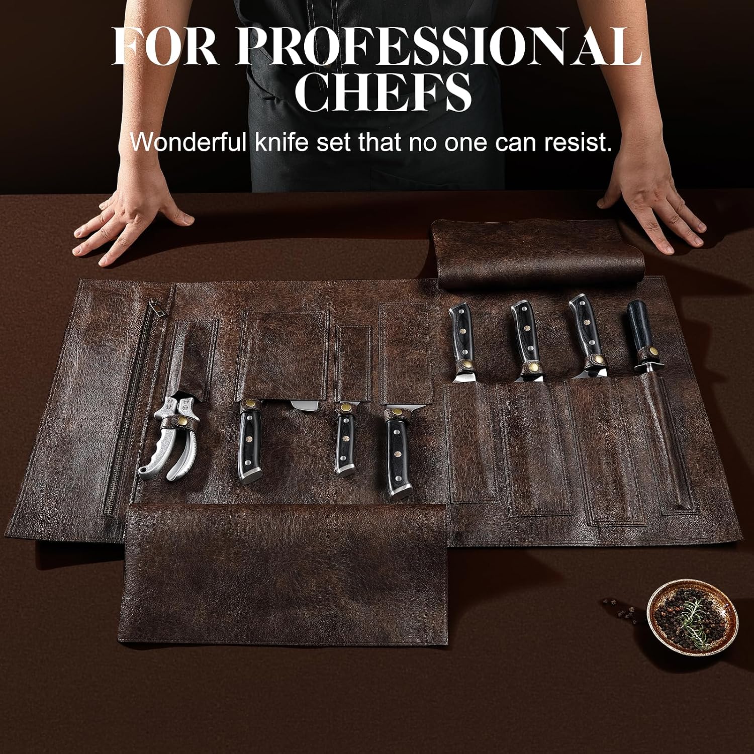 Chef Knife Set, Meat Boning Carving Cleaver Butcher Knife, High Carbon Steel Japan Nakiri Santoku Knife Set with Accessories for Kitchen, BBQ Camping Knives Set with Bag
