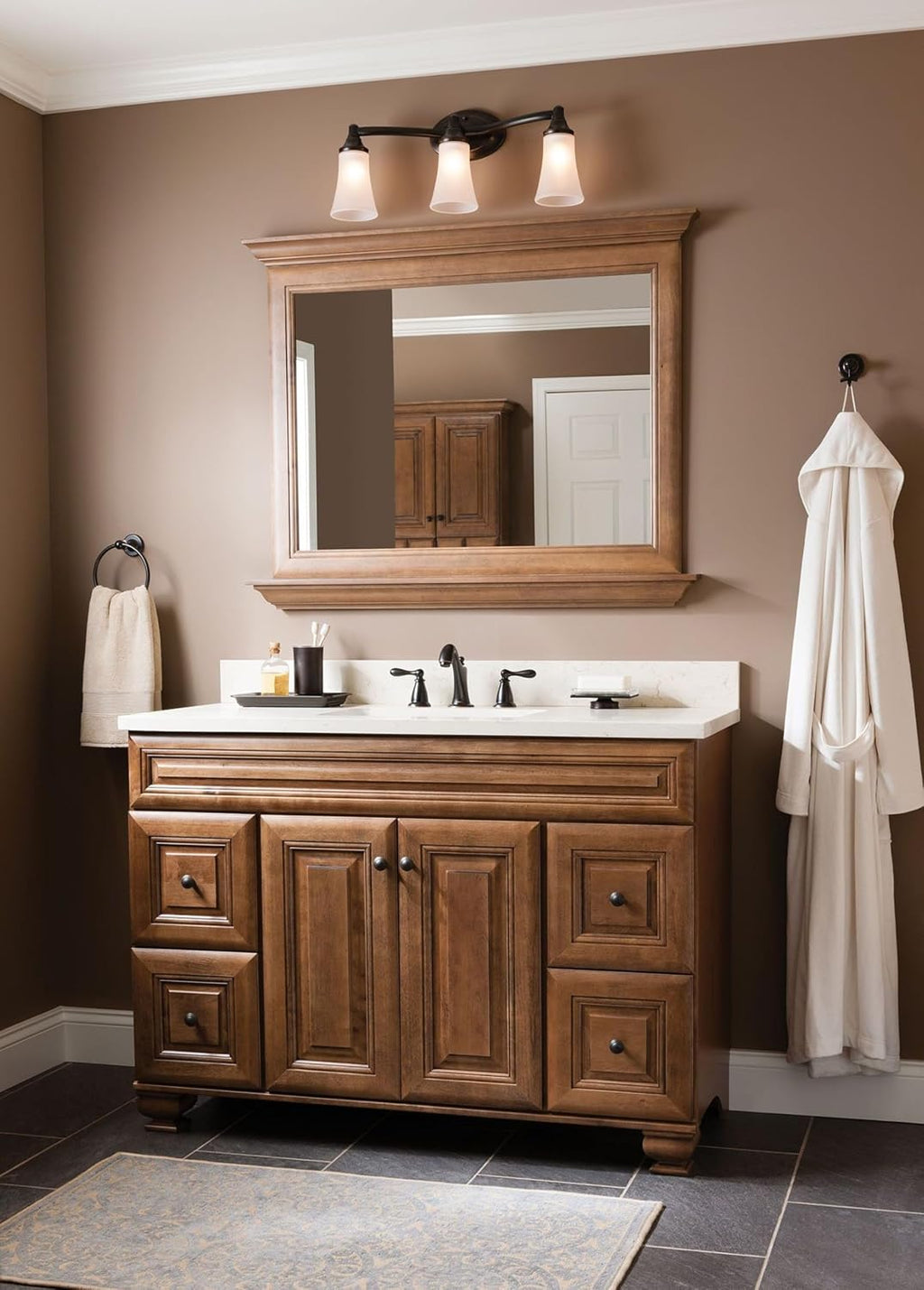 Moen YB2863ORB Eva 3-Light Dual-Mount Bath Bathroom Vanity Fixture with Frosted Glass, Oil Rubbed Bronze